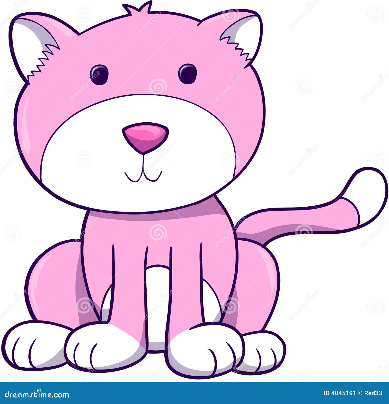 Pink Cat Vector stock vector. Illustration of nature, cartoon 4045191