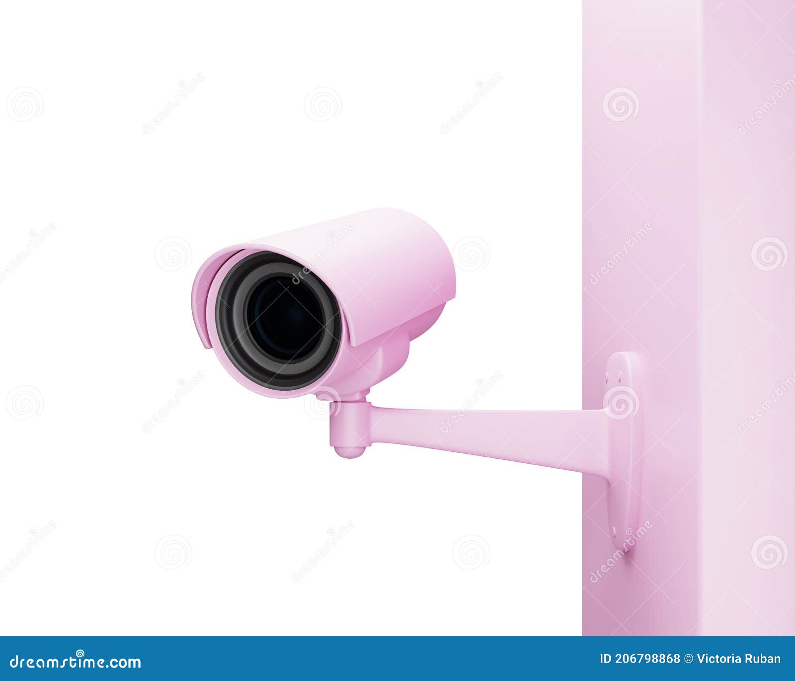 Pink CCTV Security Camera on the Wall Isolated on White Stock Photo ...