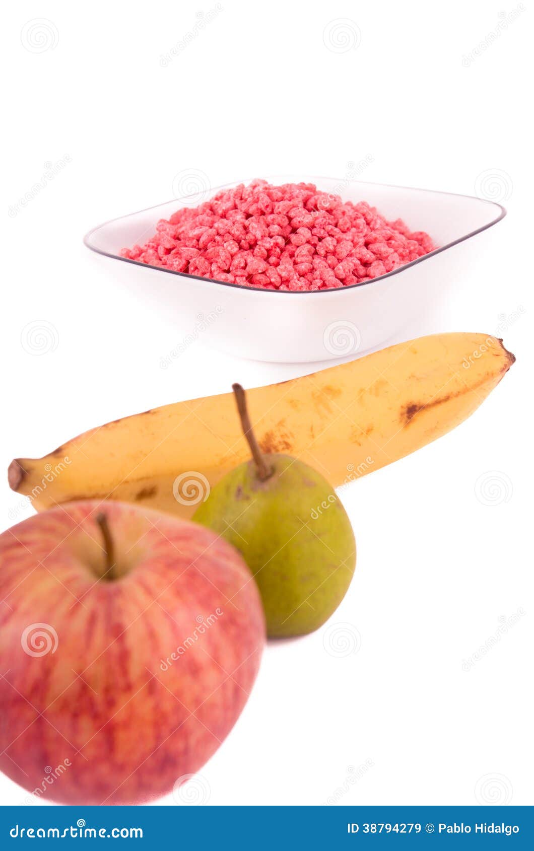 Pink Cereal Breakfast on a Bowl with FRUIT Stock Image Image of corn