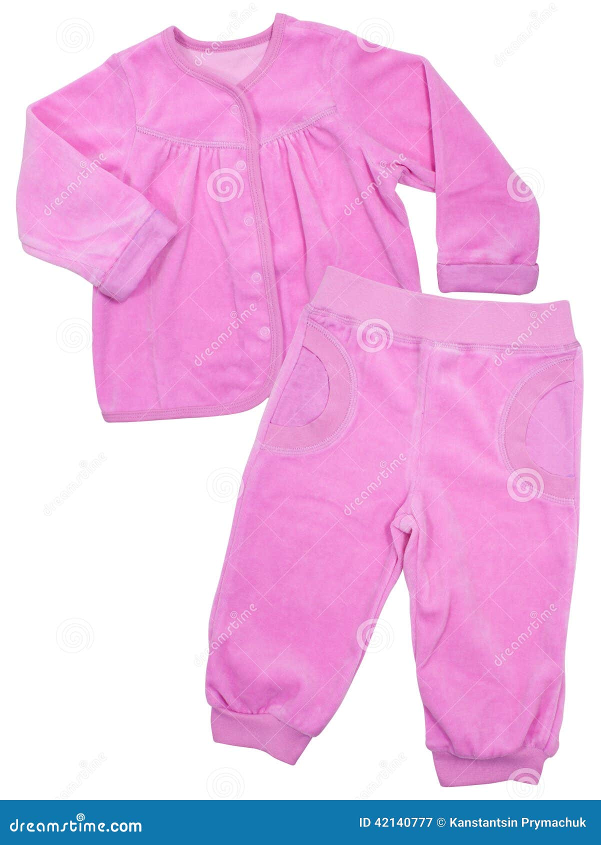 Pink Childrens Girls Pajama Set Isolated on White Stock Image - Image ...