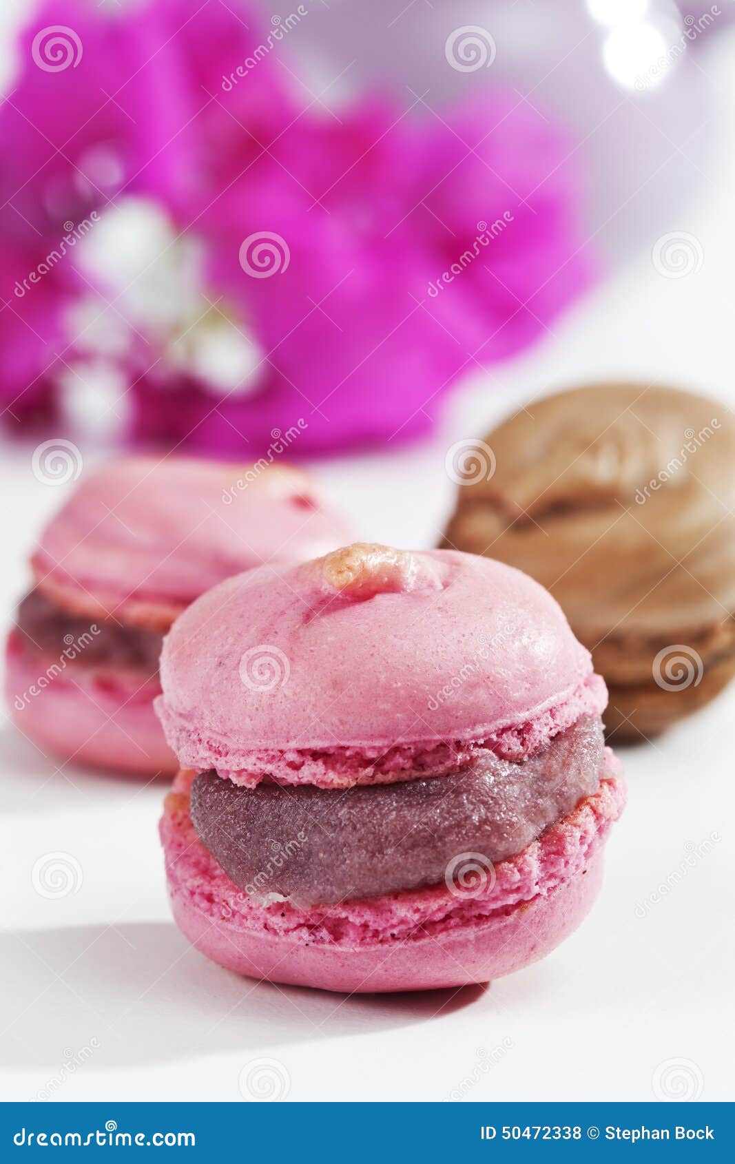 Pink and Chocolate Macaroons Stock Photo Image of macarons, drink
