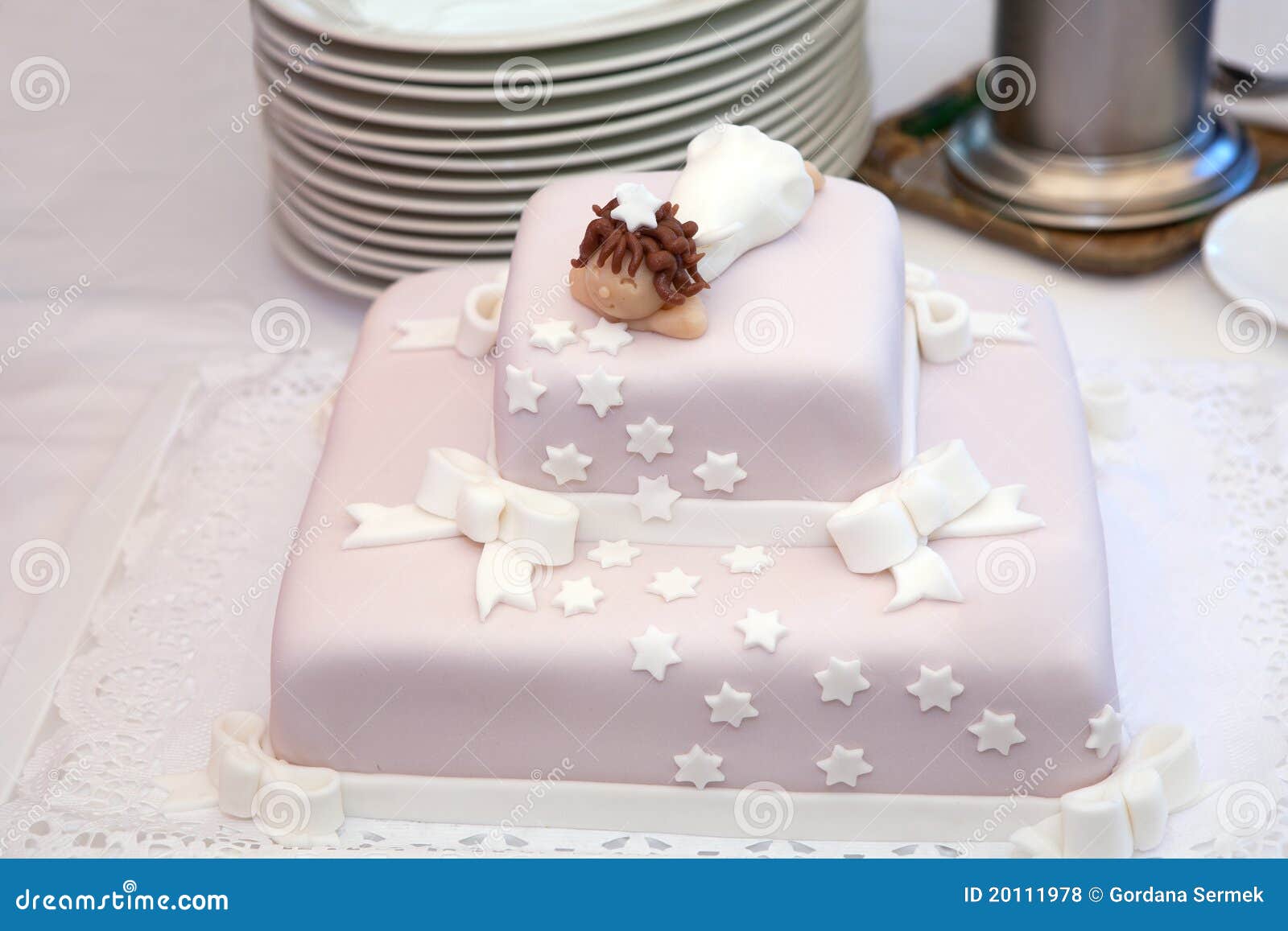 Pink christening cake stock photo. Image of baptism, pink 20111978