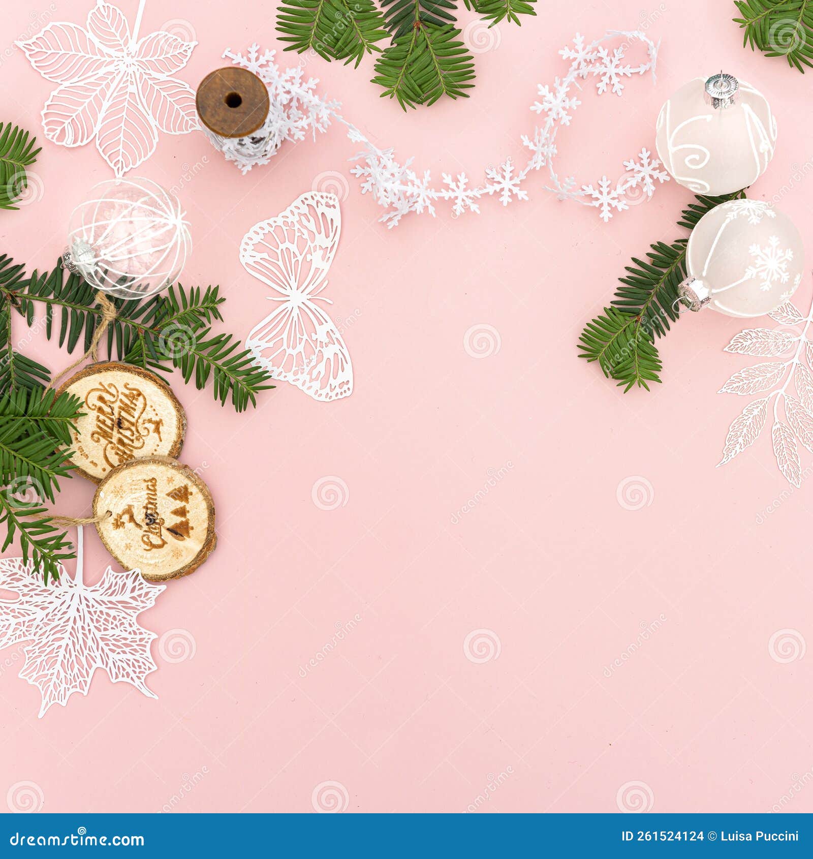Pink Christmas background stock photo. Image of merry 261524124