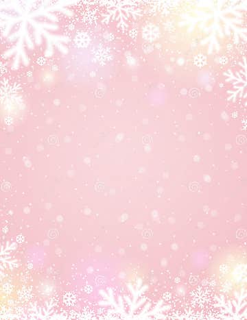 Pink Christmas Background with White Blurred Snowflakes, Vector Stock ...