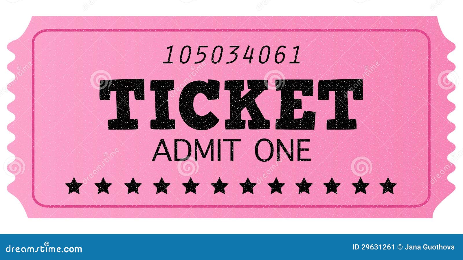 Pink Cinema Retro Admit One Ticket Stock Image - Image: 29631261