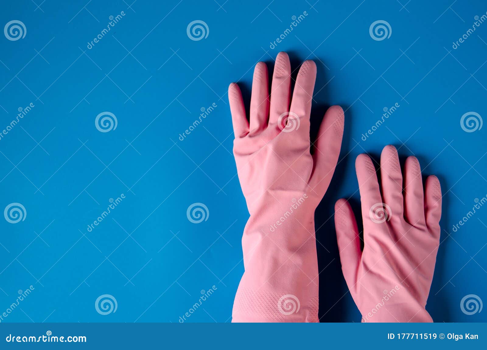 Pink Cleaning Gloves on Coloful Background Stock Image Image of