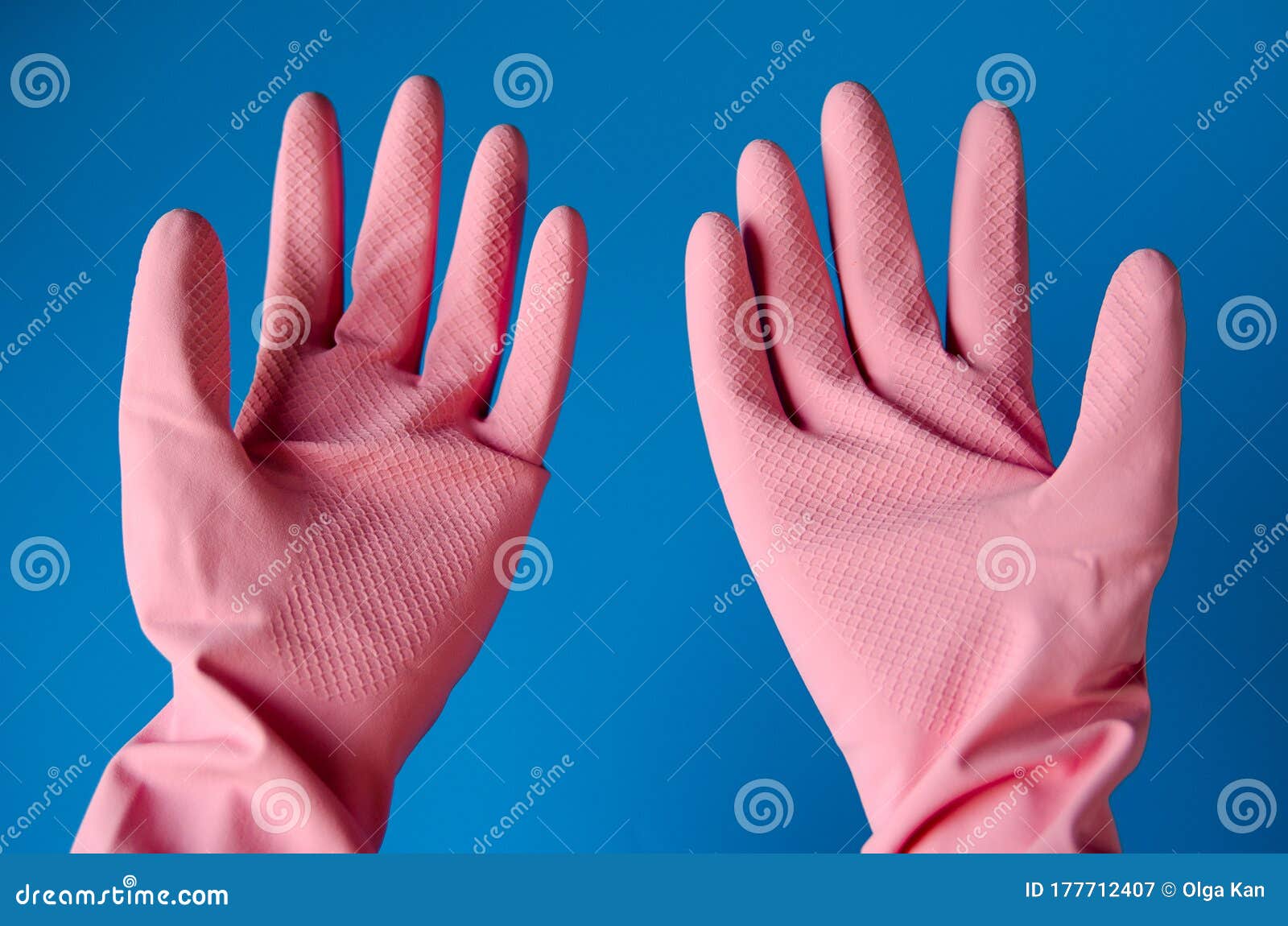 Pink Cleaning Gloves on Coloful Background Stock Image Image of care