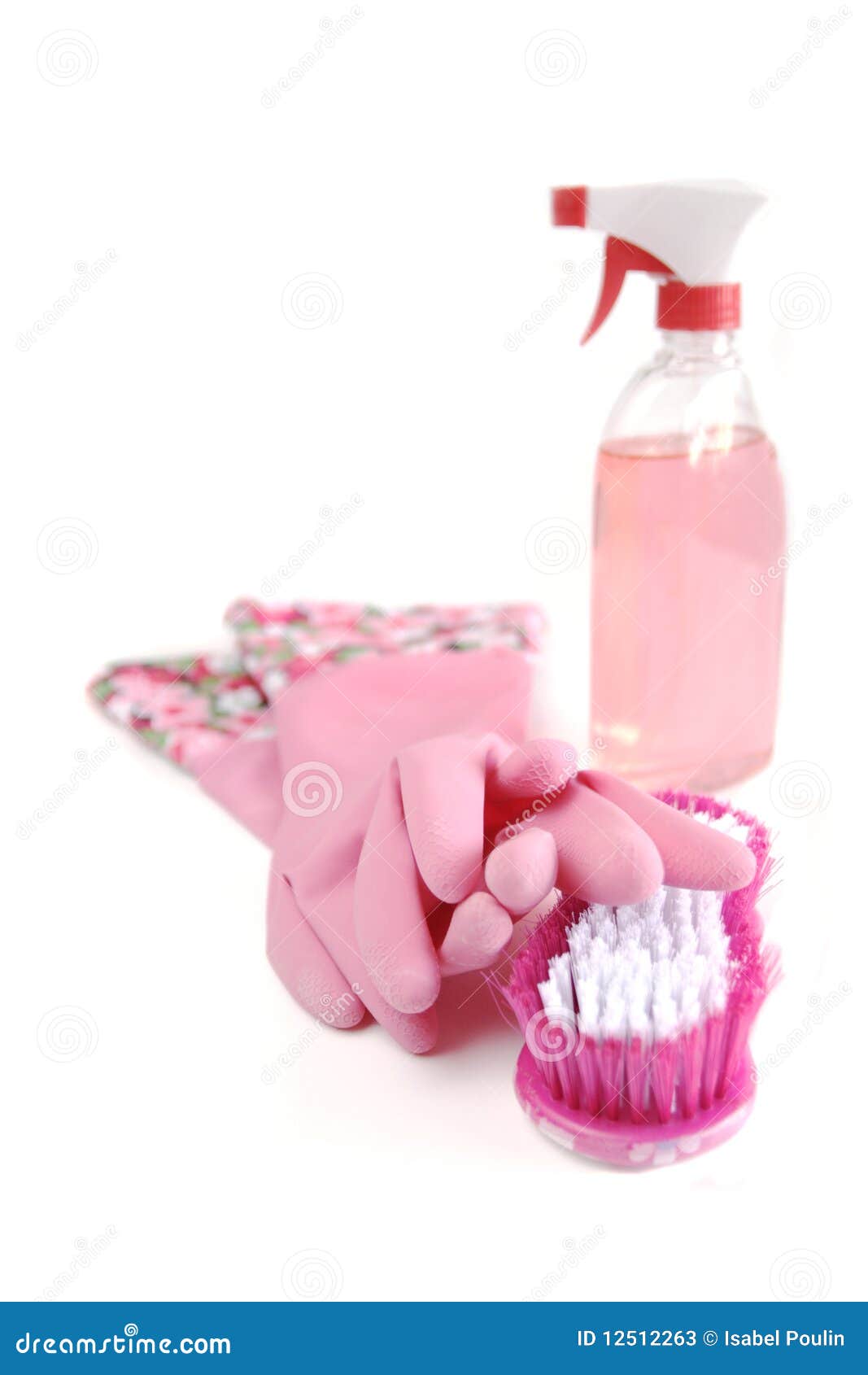 Pink cleaning kit stock image. Image of hygiene, household 12512263