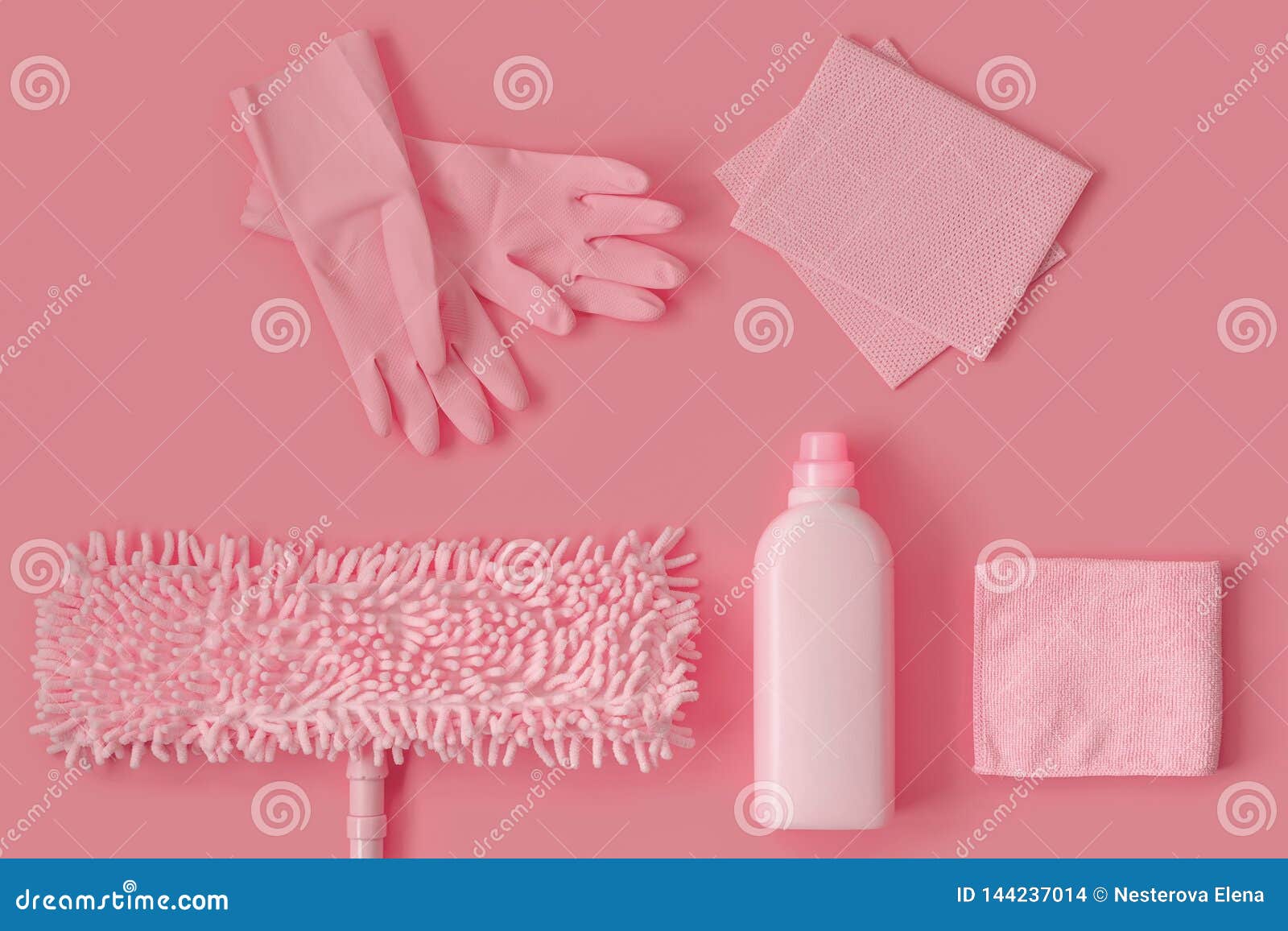 Pink Cleaning Kit in the House Stock Photo Image of cleaner