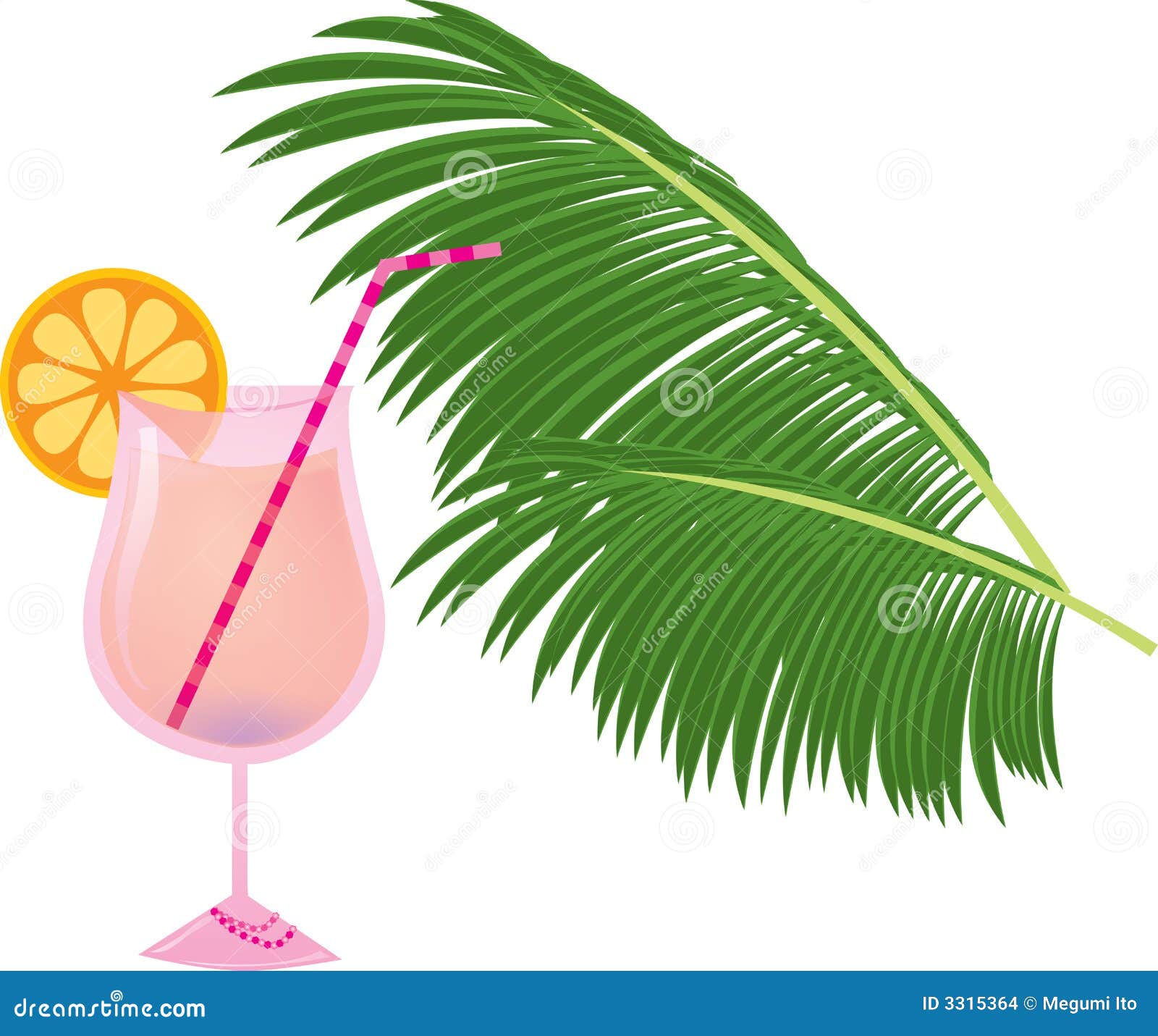 Pink Cocktail With A Glass. Vector Illustration On A White Background