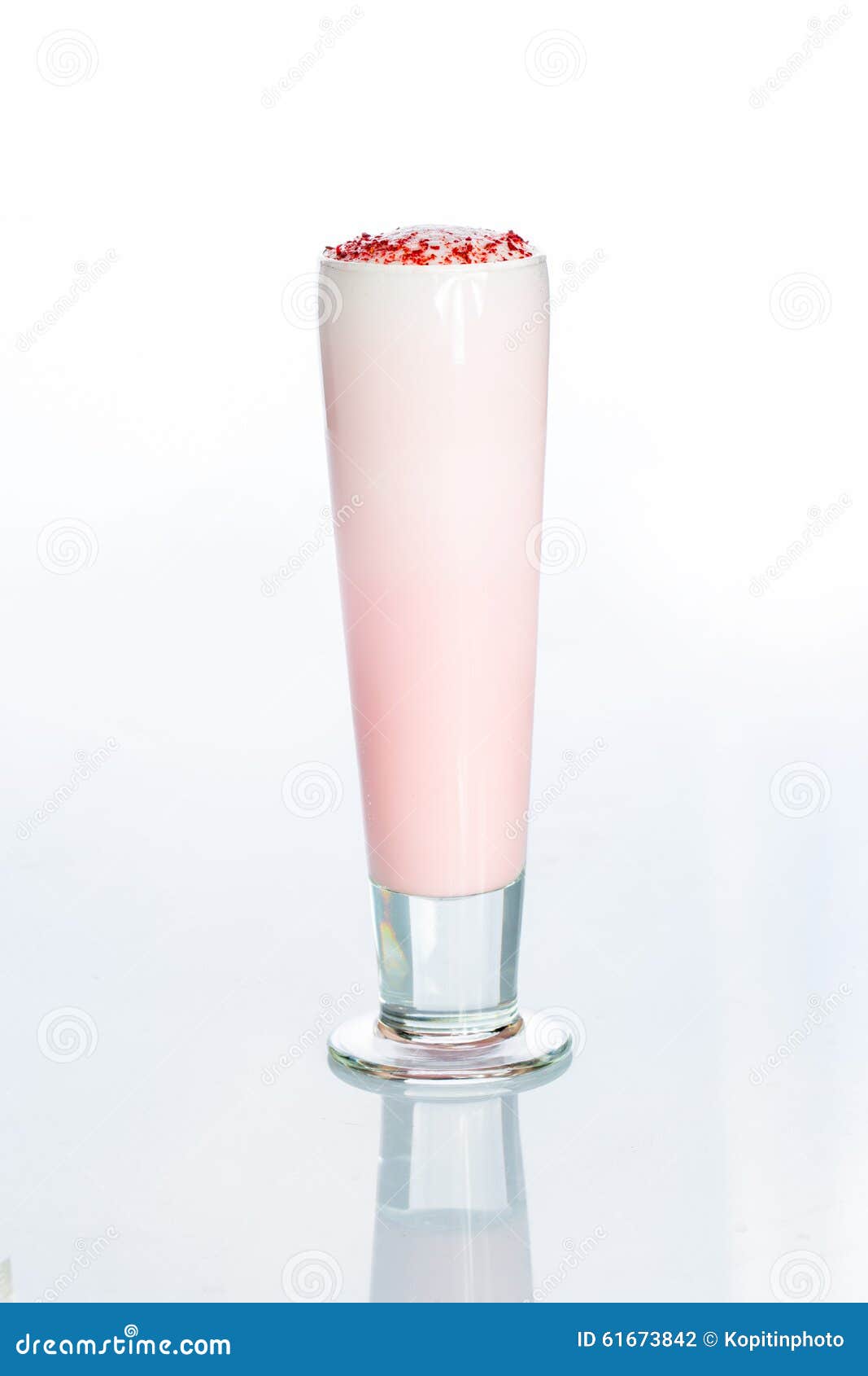 Pink Cocktail Decorated with Marshmallow Isolated Stock Photo Image