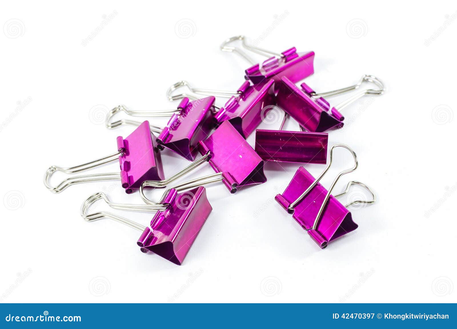 Pink Color Binder Clips Isolated Stock Image Image of blank, clip