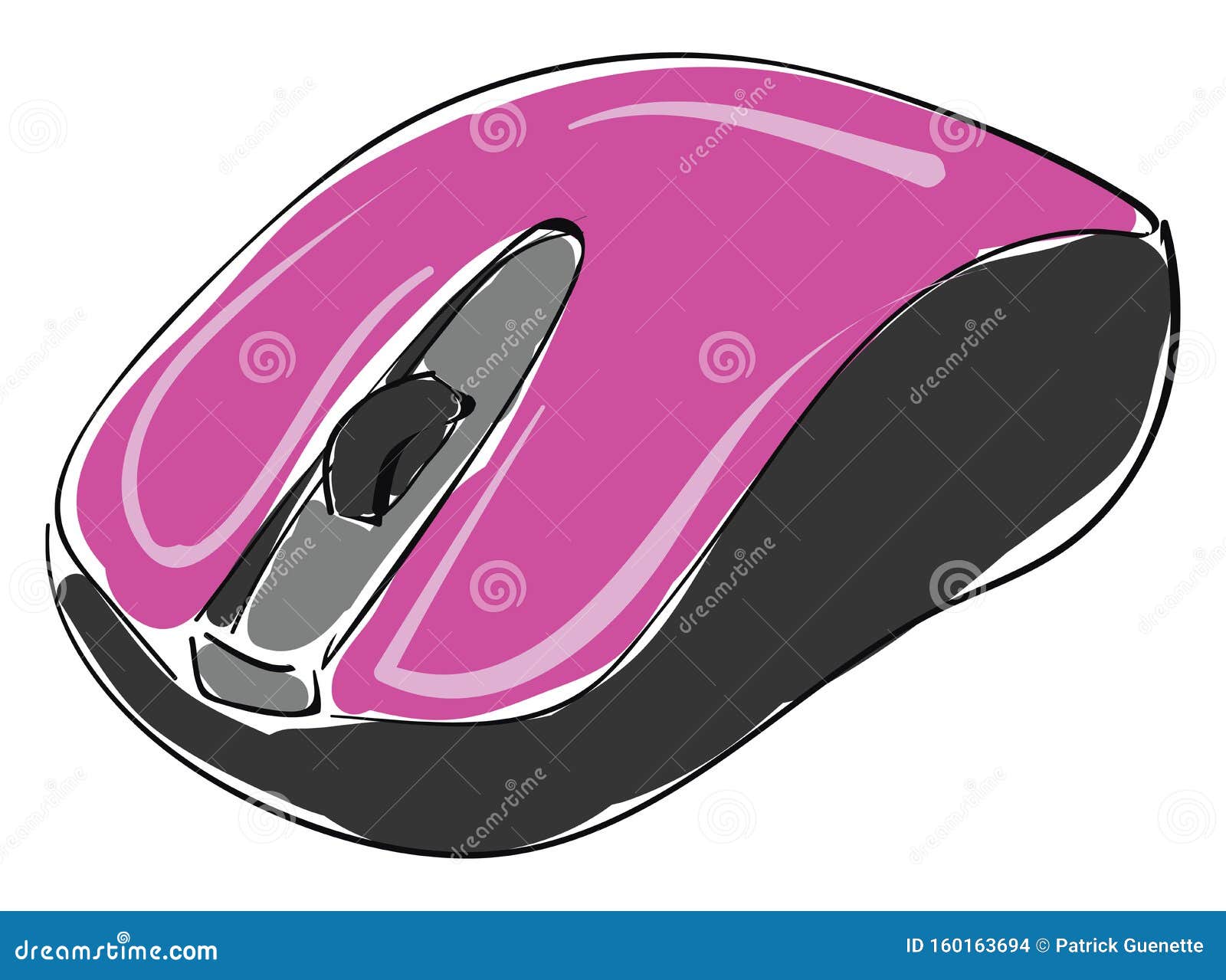 Pink Computer Mouse, Vector or Color Illustration Stock Vector