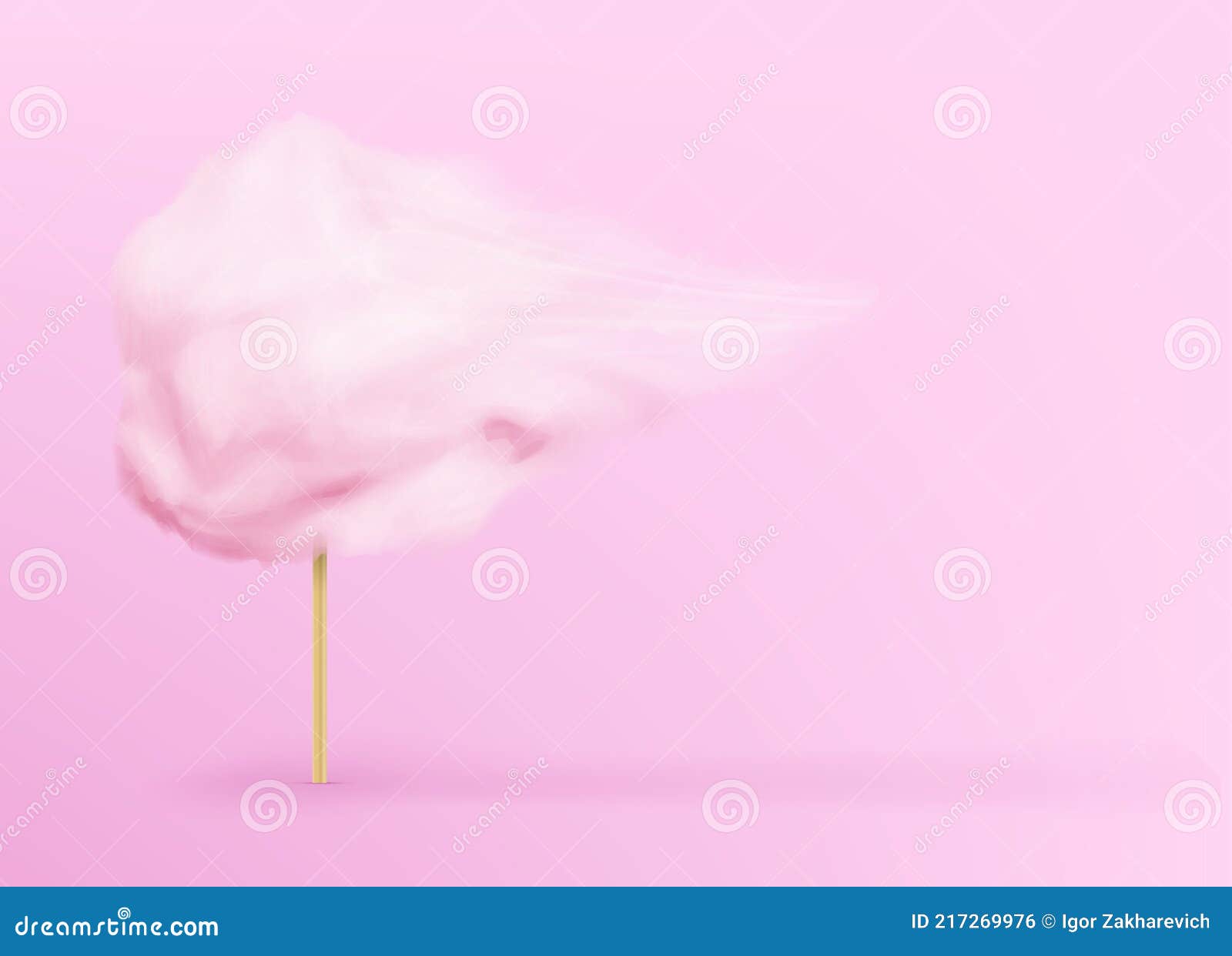 Pink Cotton Candy on the Pink Background. Sugar Clouds Stock Vector
