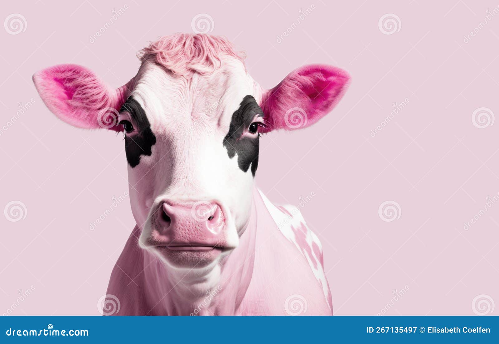 Pink cow on pink stock illustration. Illustration of animal 267135497