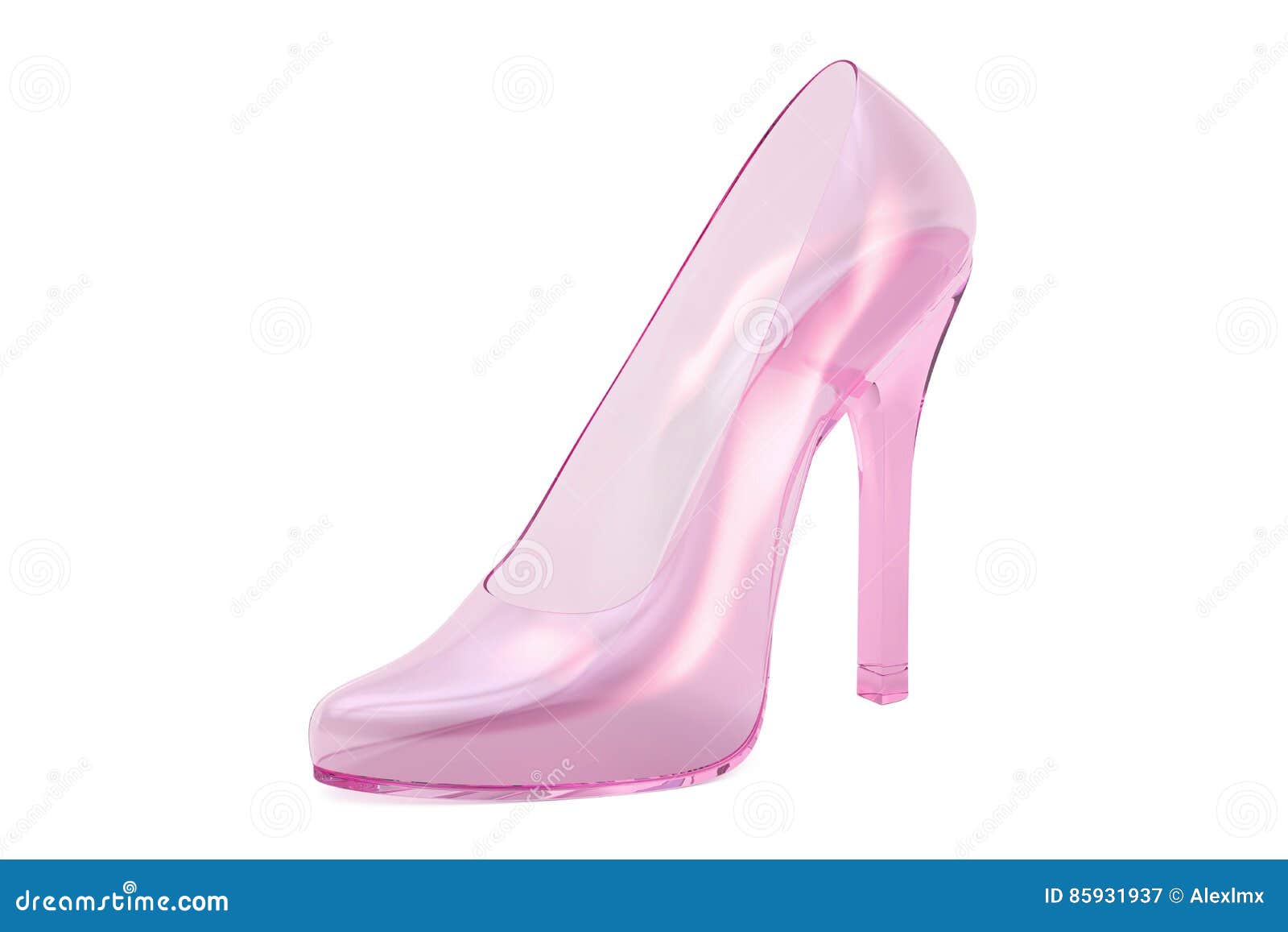 Pink Crystal High Heel, Glass Slipper. 3D Rendering Stock Illustration ...