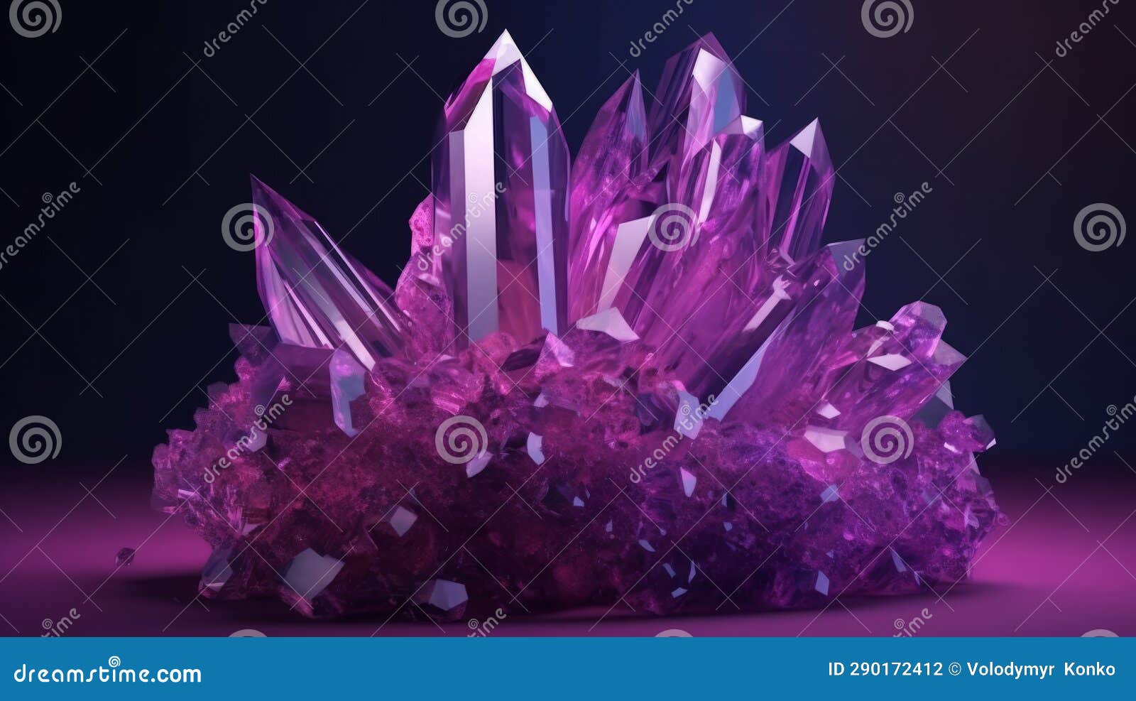 Pink Crystals on a Purple Surface, Reflecting Light Beautifully
