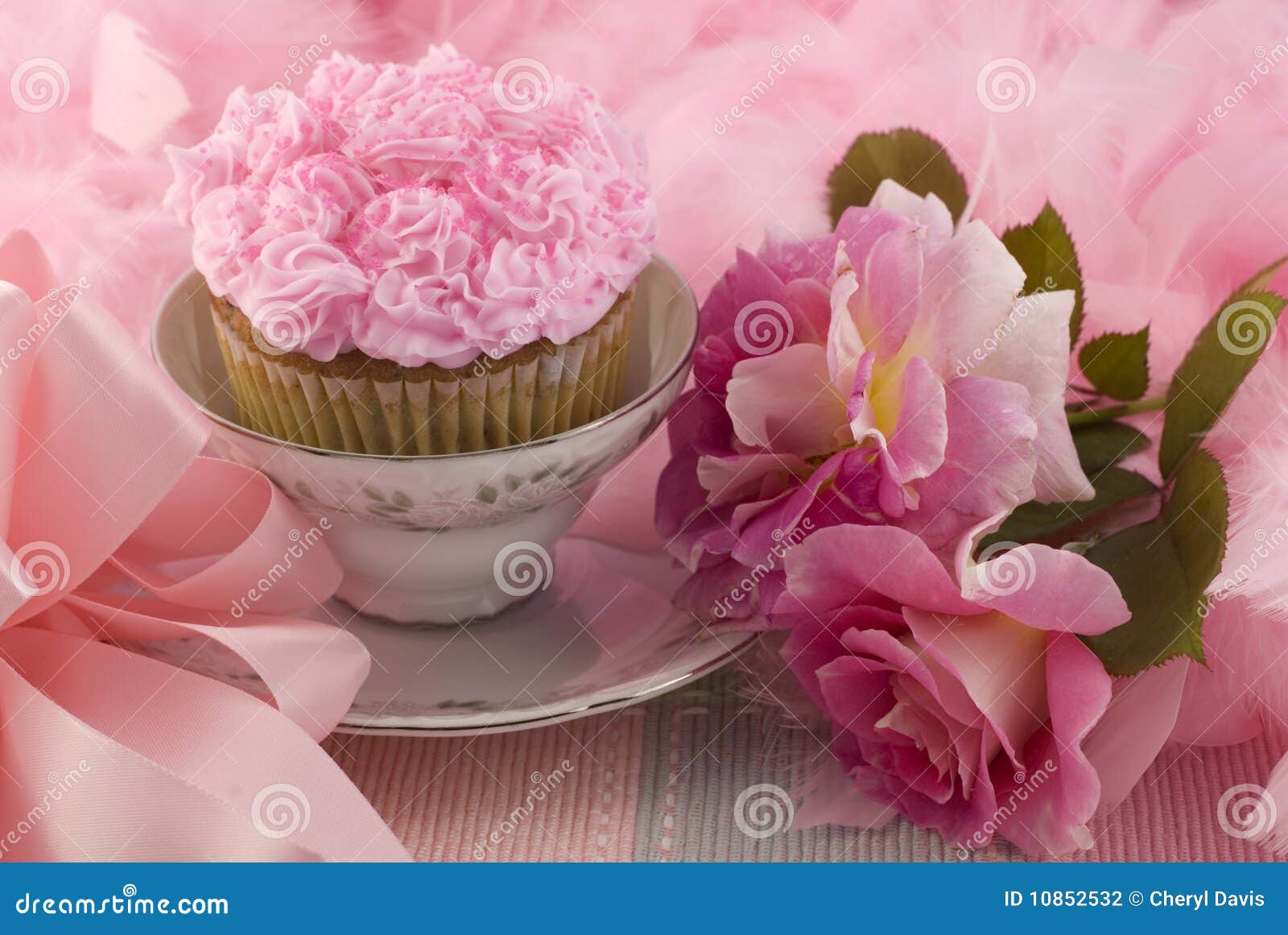 Pink Cupcake in a Teacup stock photo. Image of dessert 10852532