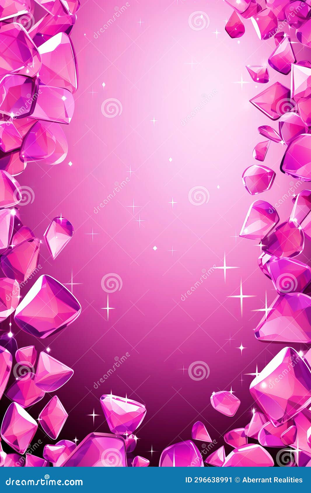 Pink Diamond Background with Stars and Sparkles Stock Illustration