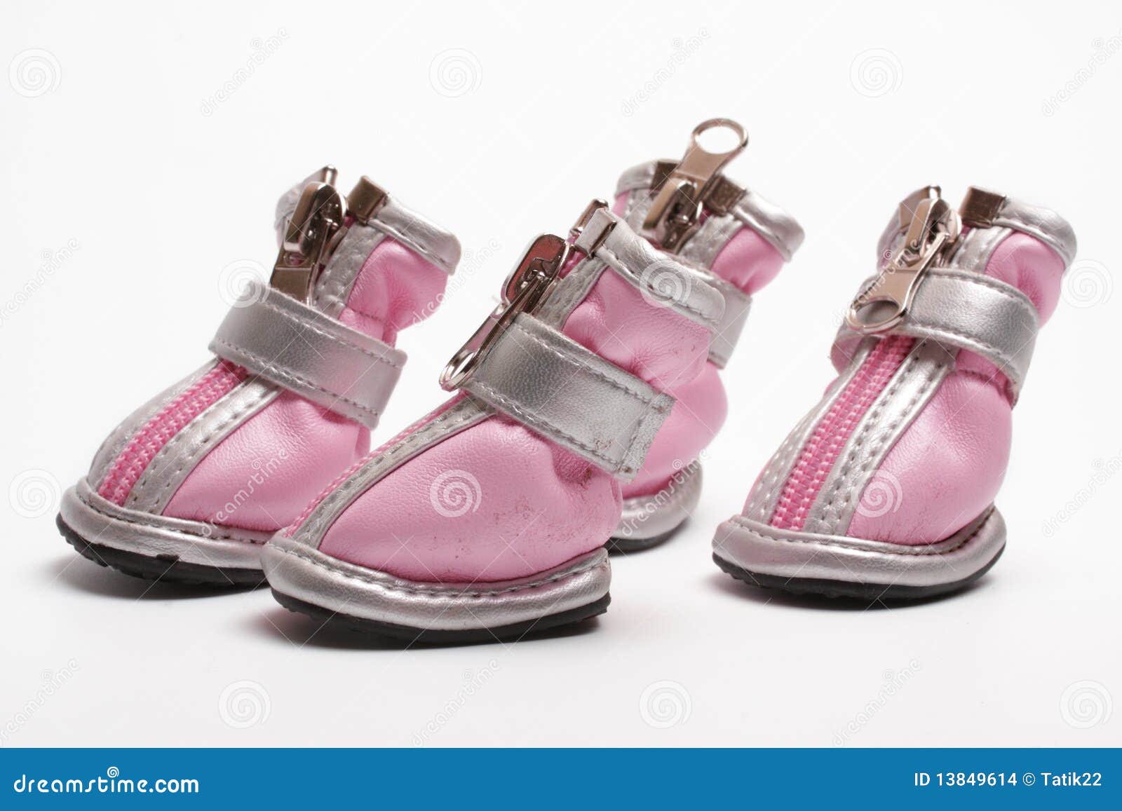 Pink dogs boots on a white stock photo. Image of shoes 13849614