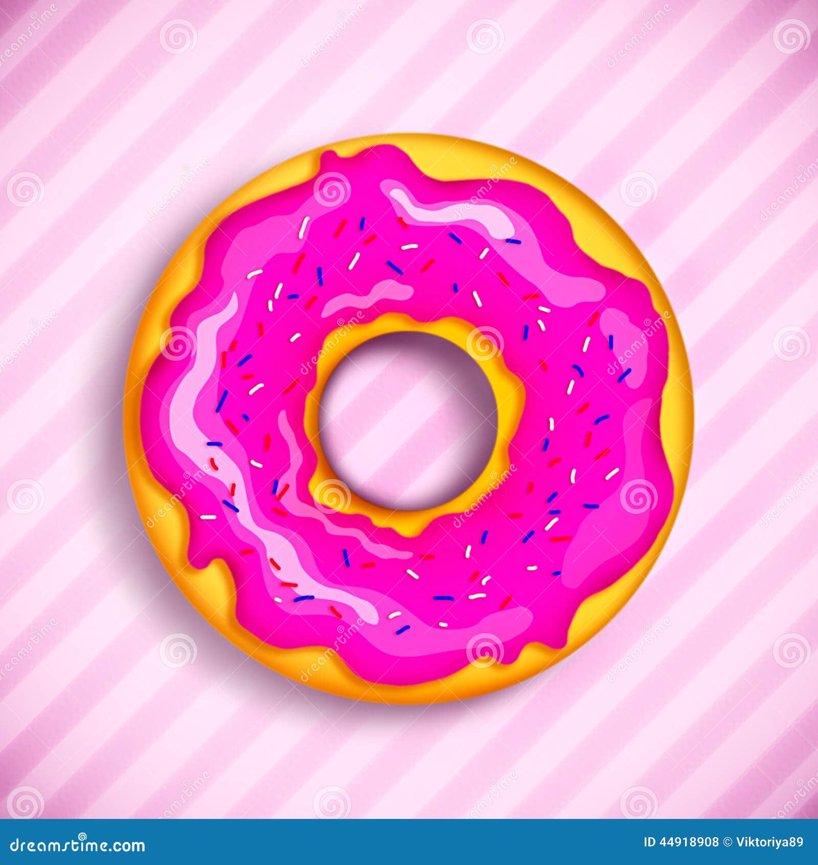 Pink donut with powdered stock illustration. Illustration of frosting