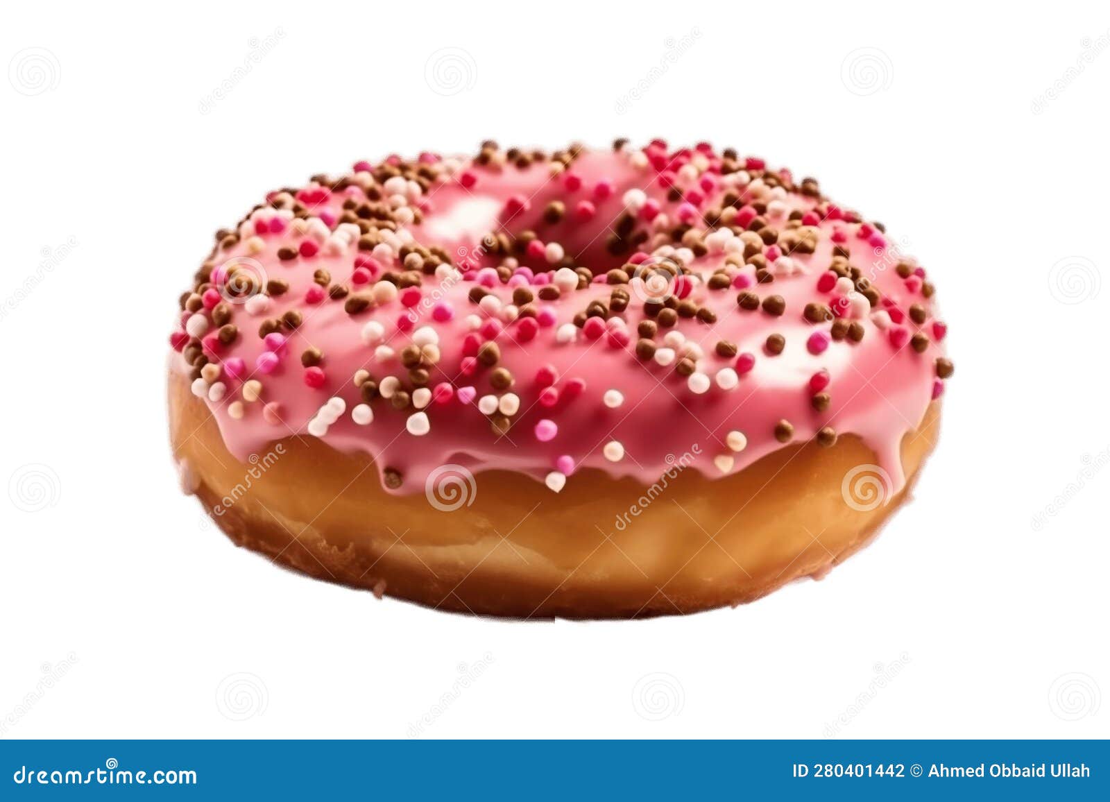 Pink Donut with Sprinkles Isolated on Transparent Background
