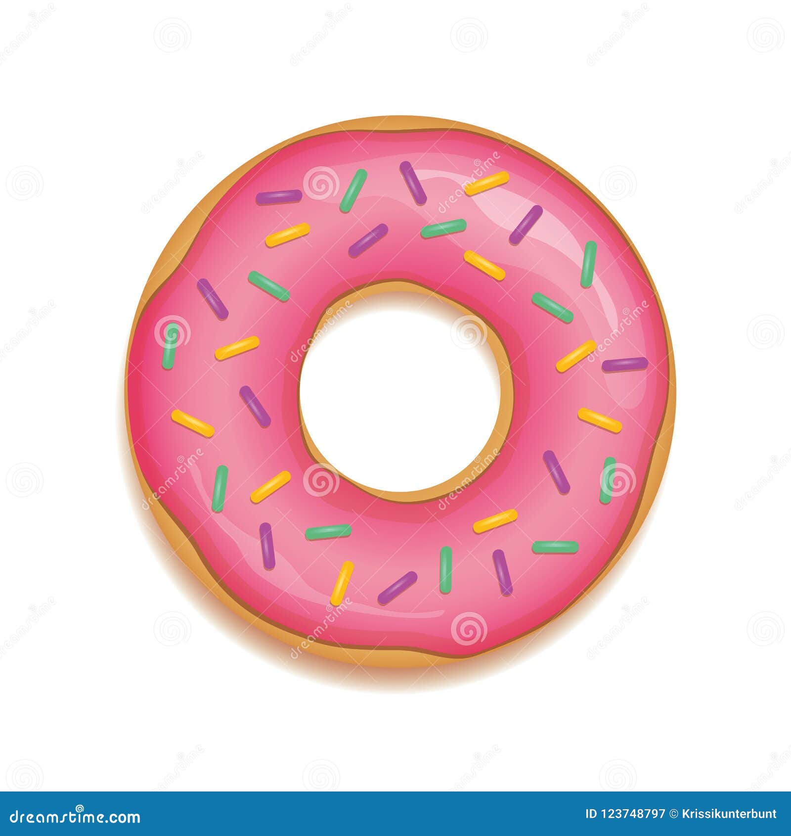 Pink Donut with Sugar Sprinkles Stock Vector Illustration of