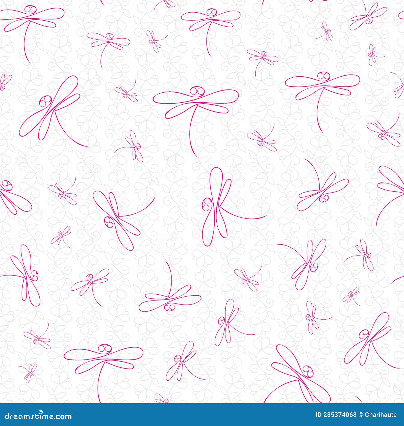 pink dragonfly gray textured seamless repeat pattern