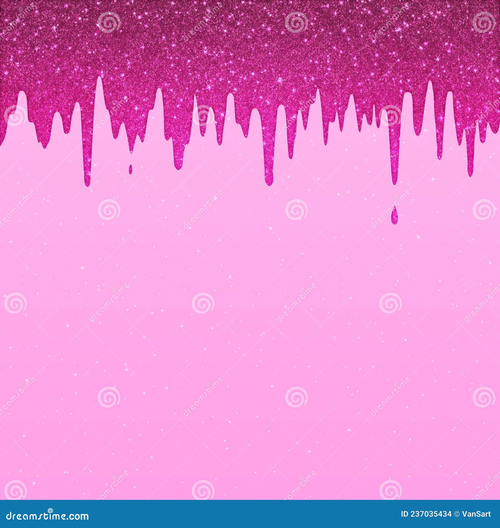 Pink Dripping Glitter Paint on Light Gradient Glitter Background Stock