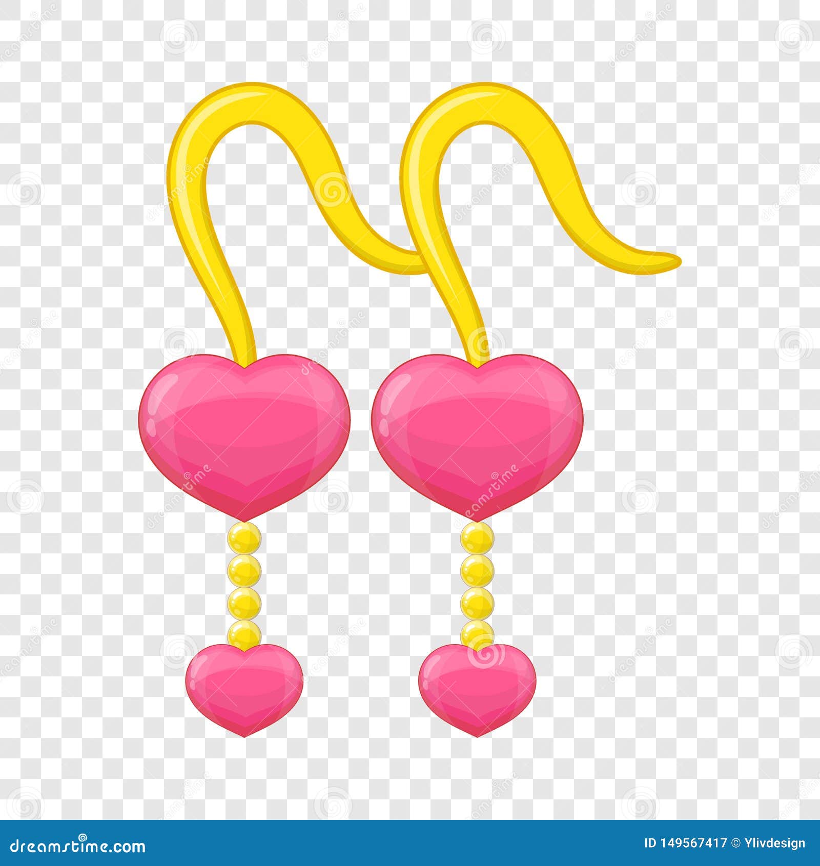 Pink Earrings Icon, Cartoon Style Stock Vector Illustration of
