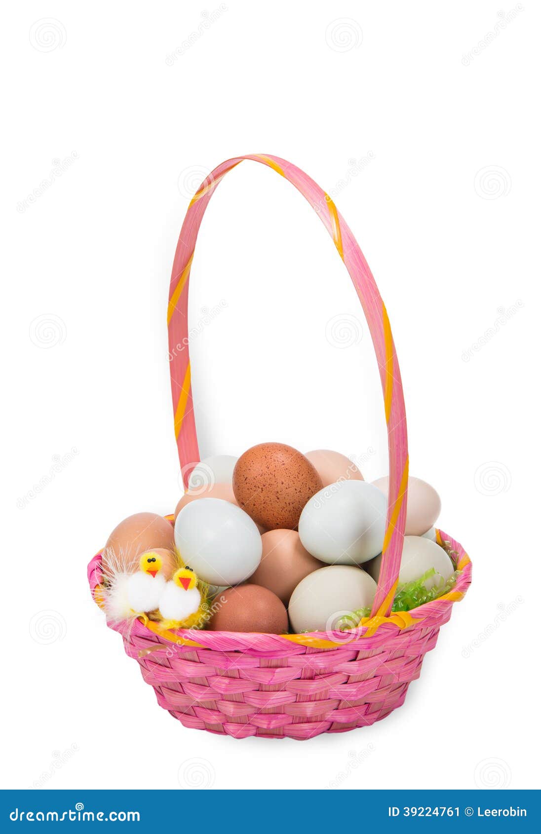 Pink Easter Basket with Colorful Eggs Stock Image Image of eggshell