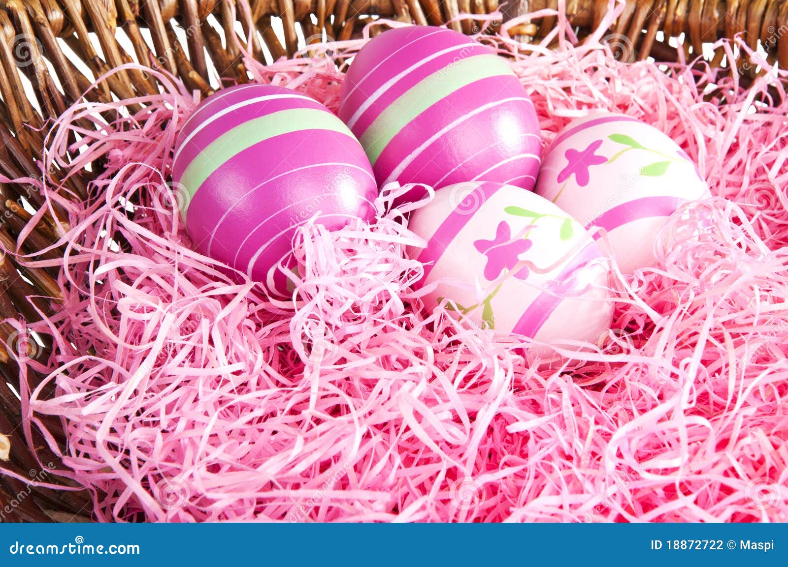 Pink easter eggs in a nest stock photo. Image of colorful 18872722