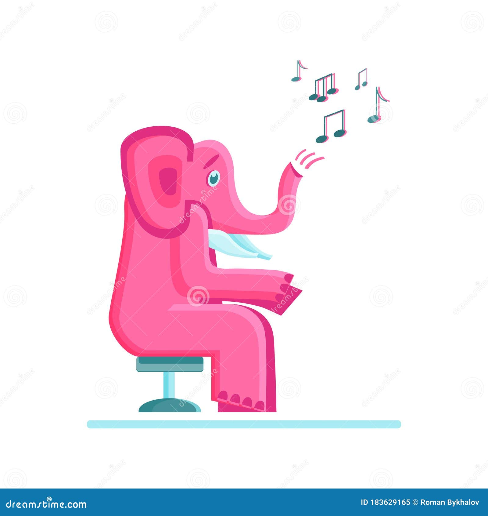 Pink Elephant and Musical Notes Stock Vector - Illustration of humor,  musical: 183629165