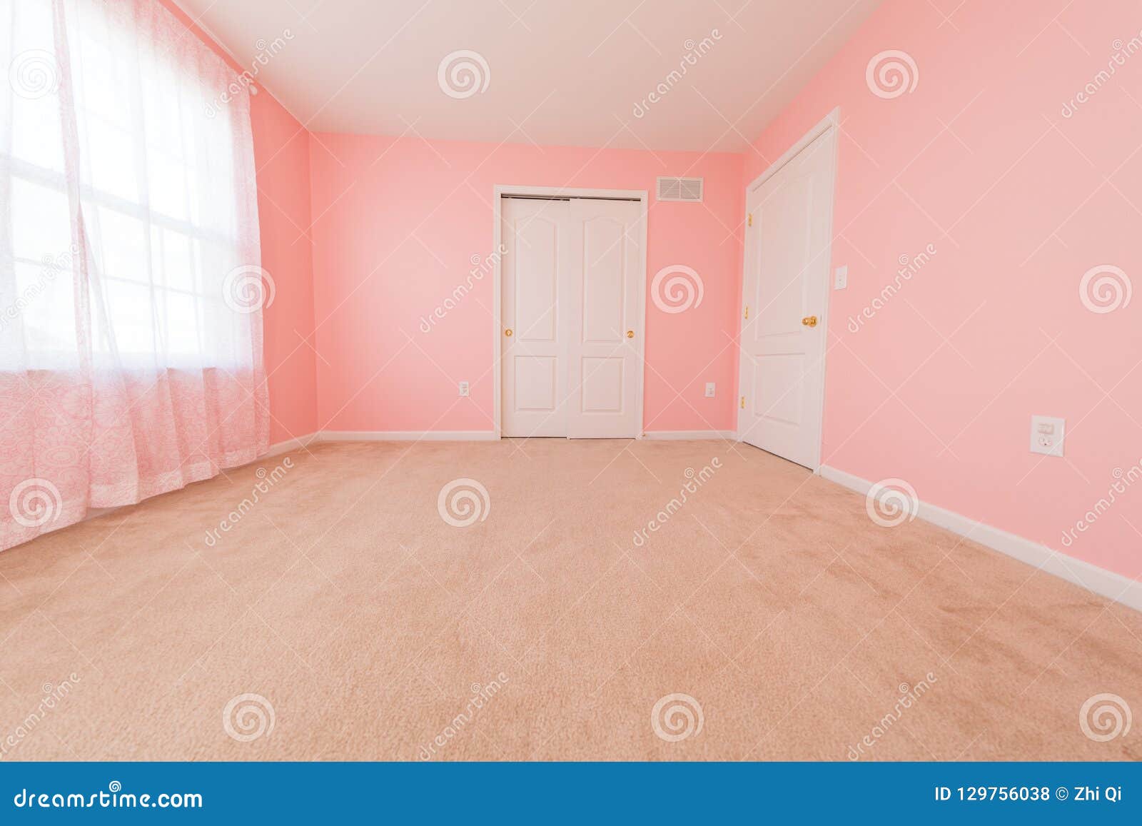 Pink Empty Room with Carpet Stock Photo Image of pink, architecture 129756038