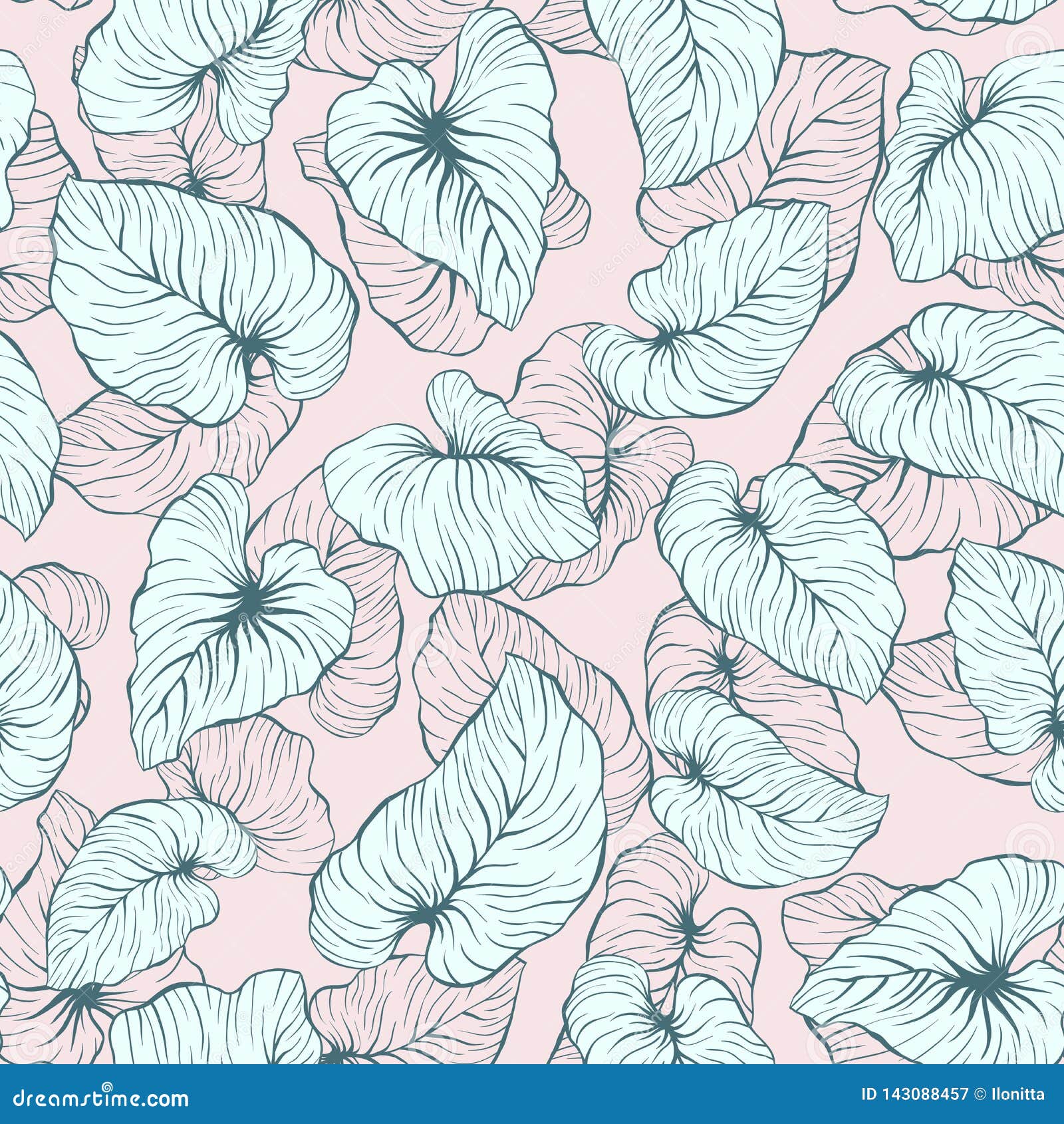 Pink Falling Palm Leaves Repeat Seamless Vector Pattern Stock Vector ...