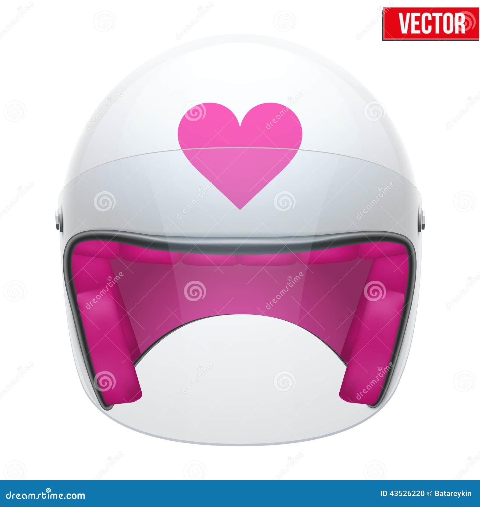 pink female motorcycle helmet with glass visor.