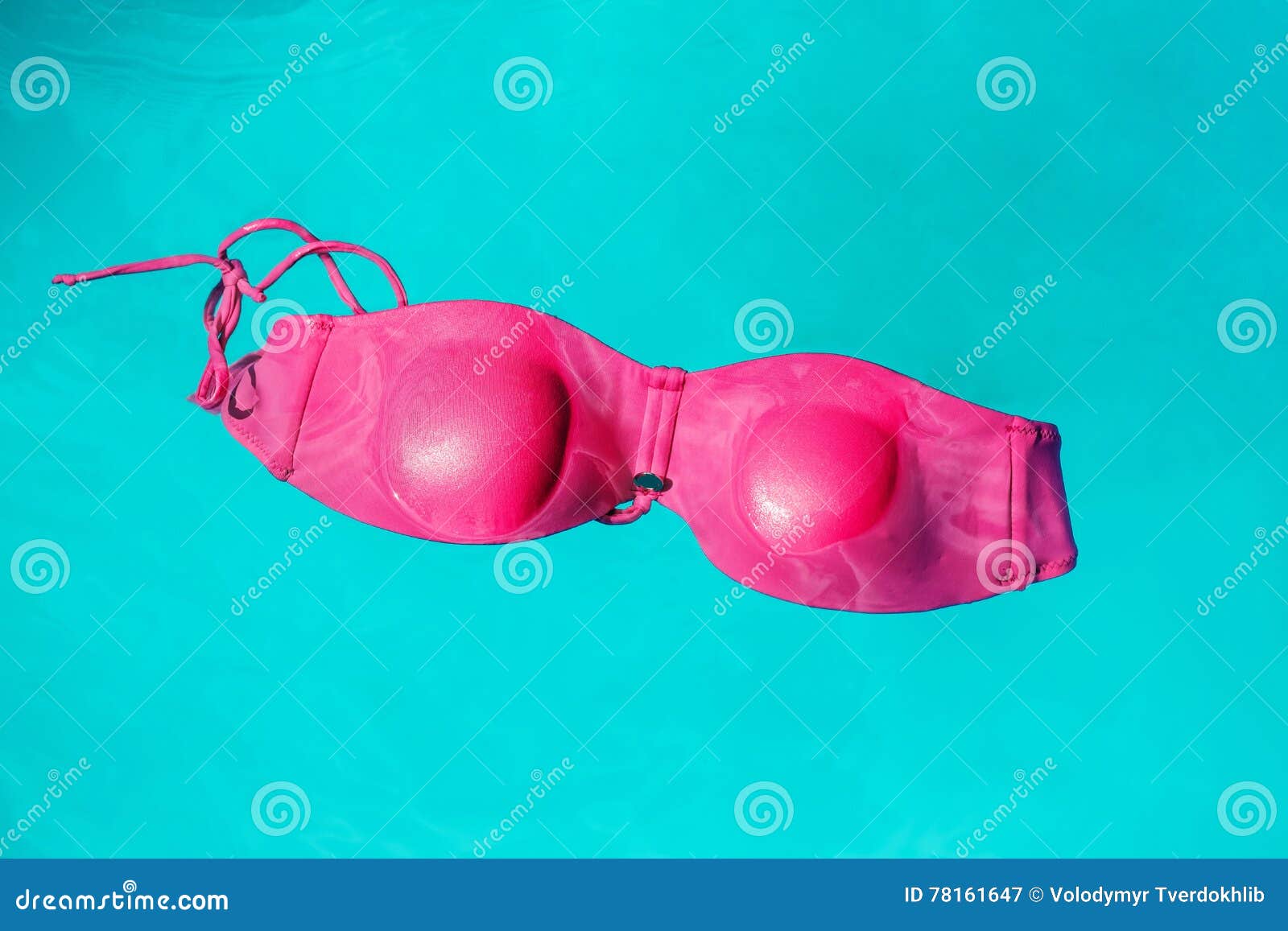 Pink Female Swimsuit Bra on Water Stock Image - Image of summer ...