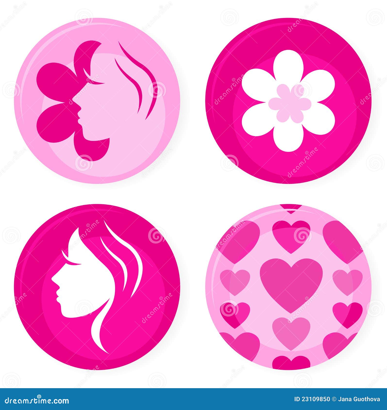 Pink Female Vector Badges or Icons Stock Vector Illustration of badges, cute 23109850