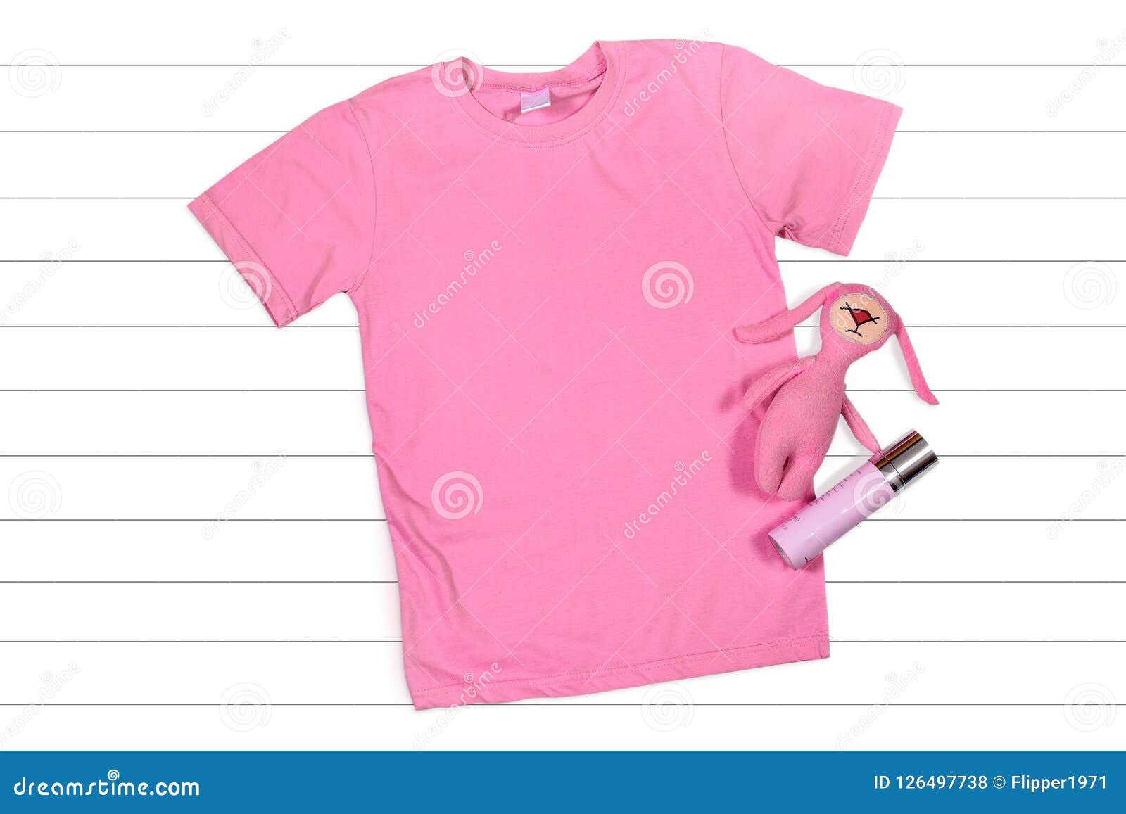 Download Pink Feminine T-shirt Mockup On A White Wooden Background Stock Photo - Image of mockup, shorts ...