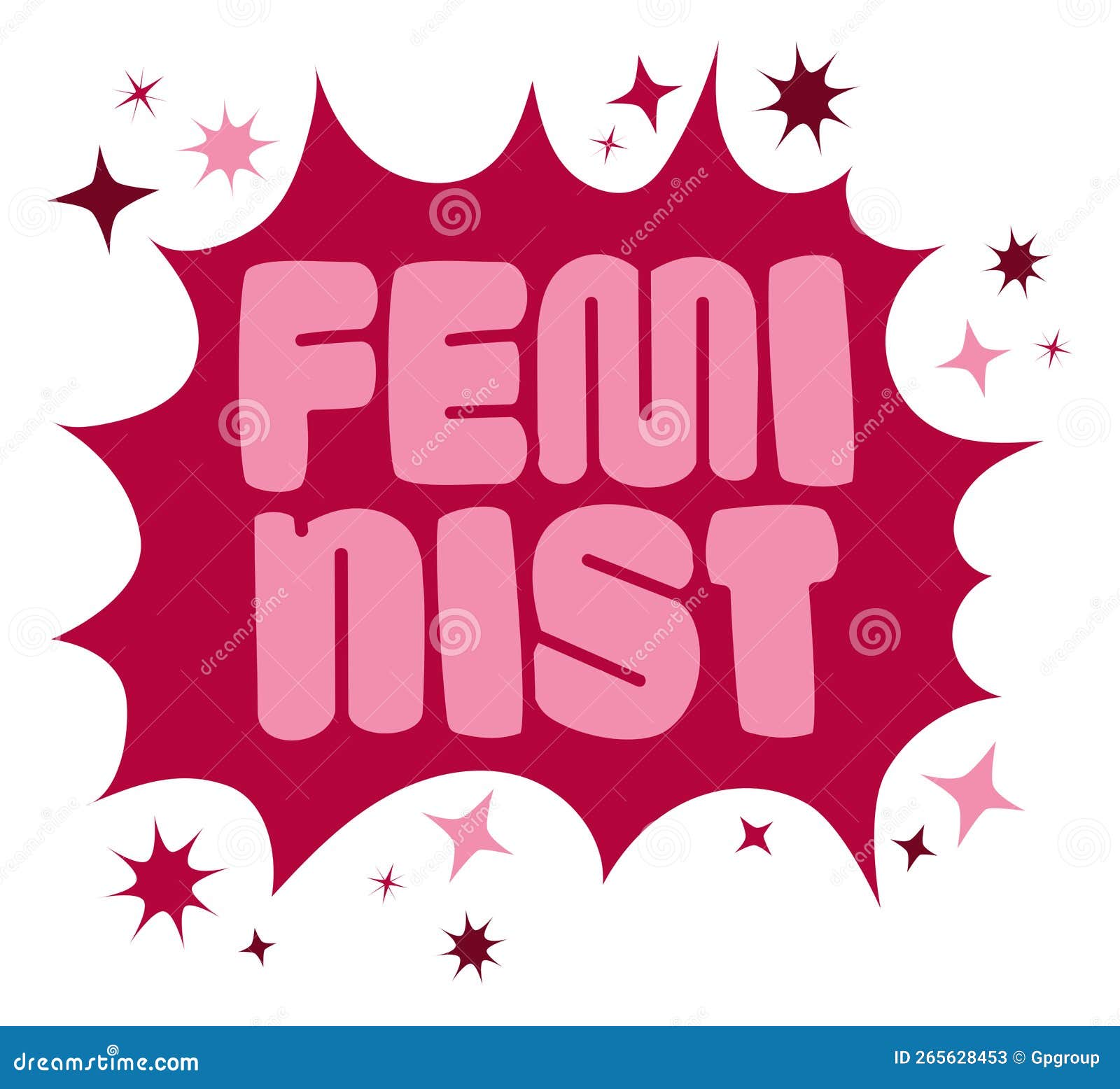 Pink feminist lettering stock vector. Illustration of movement 265628453