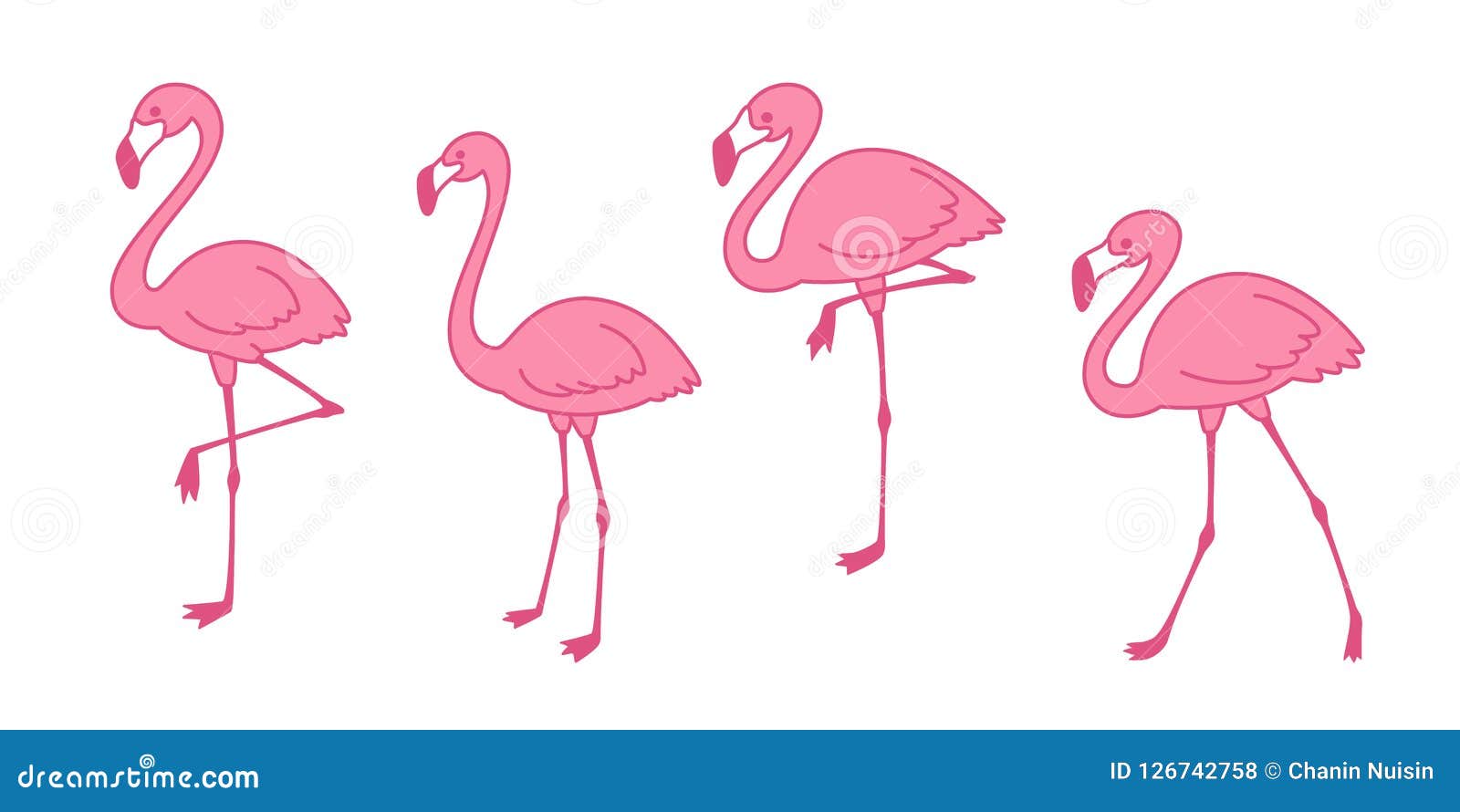 Pink Flamingo Cartoon Vector Set Cute Flamingos Collection Flamingo ...