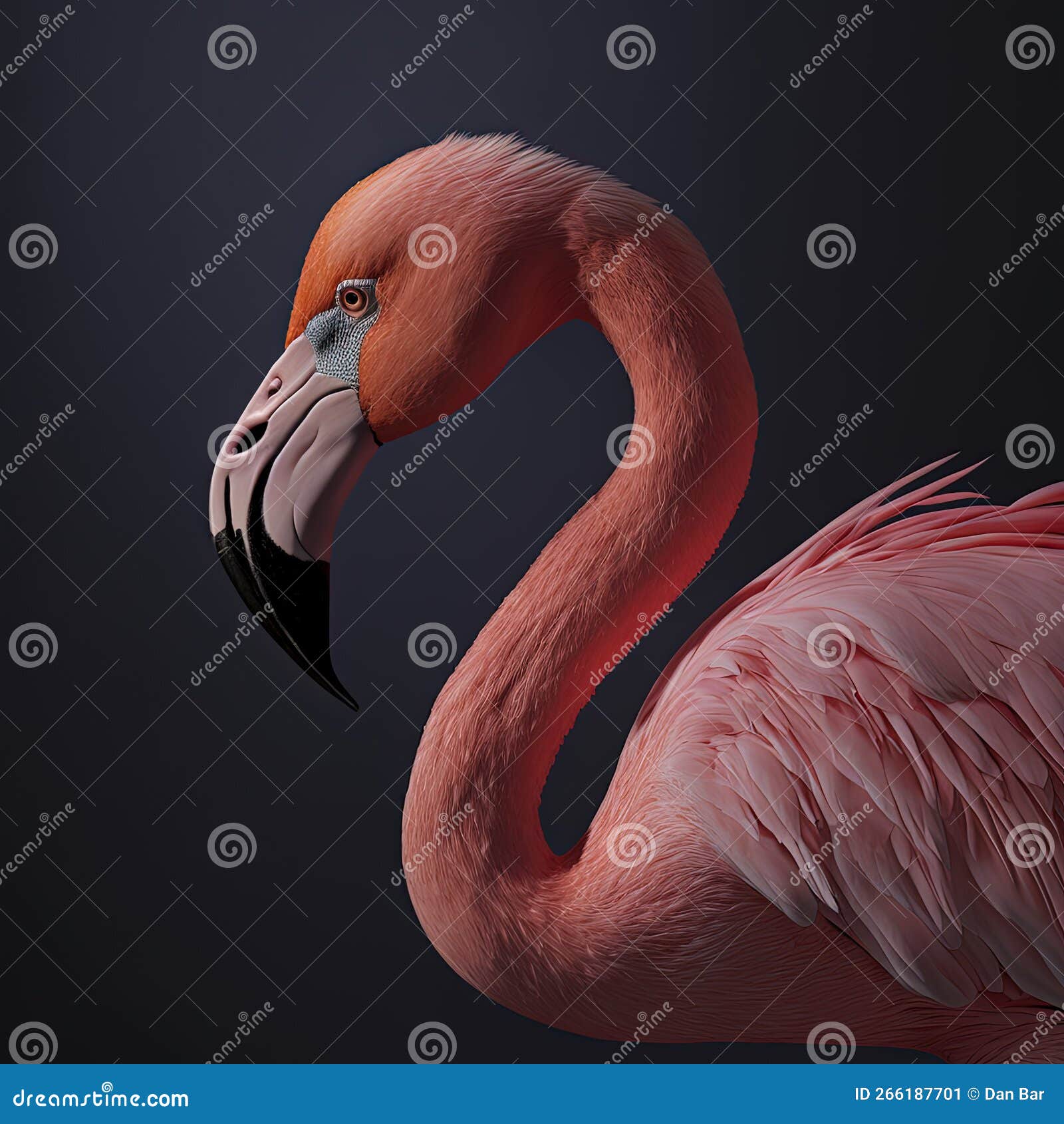 pink flamingo portrait in studio, ultra realistic image, generative ai