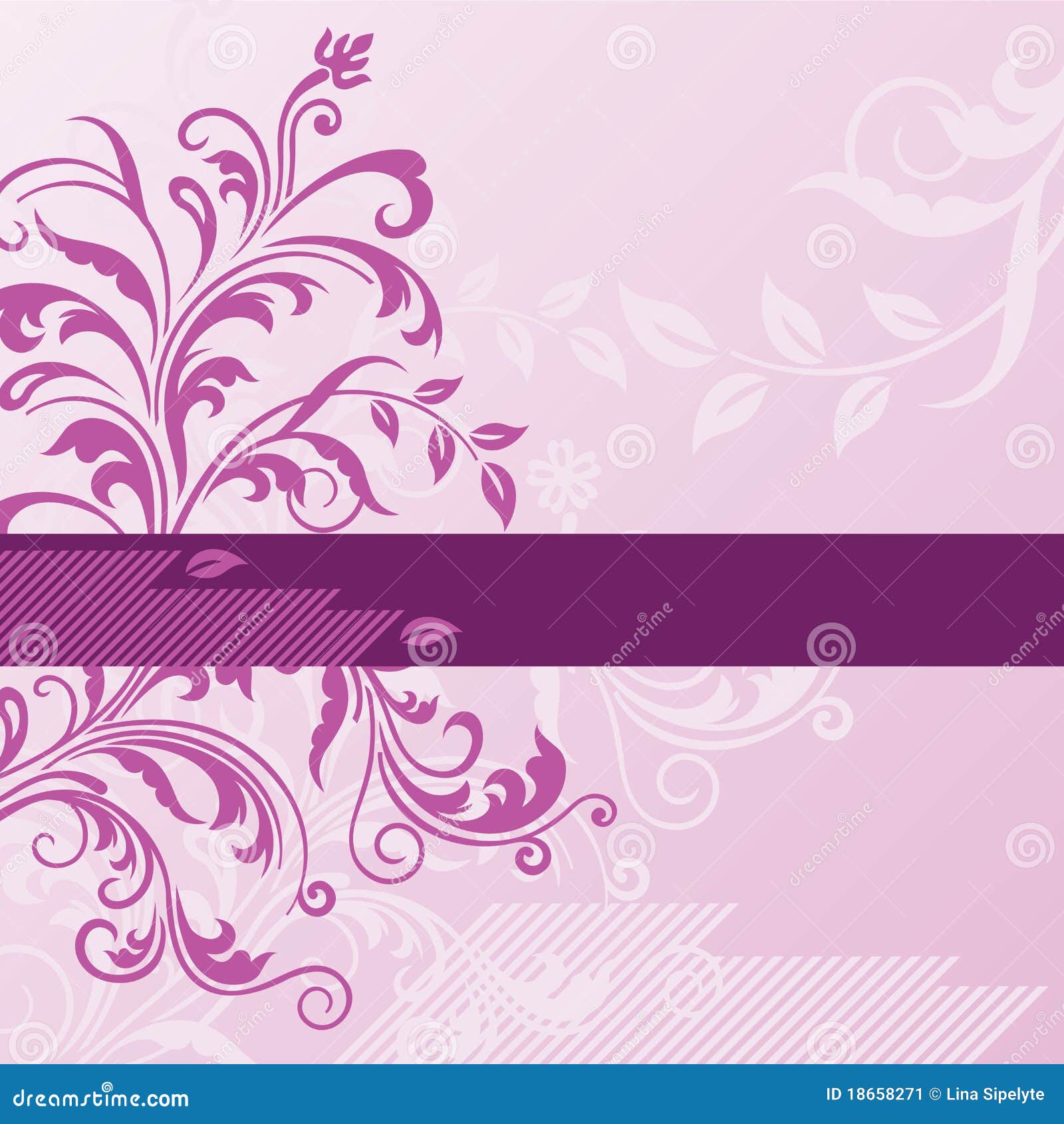  Pink  Floral Background  With Banner  Stock Vector 
