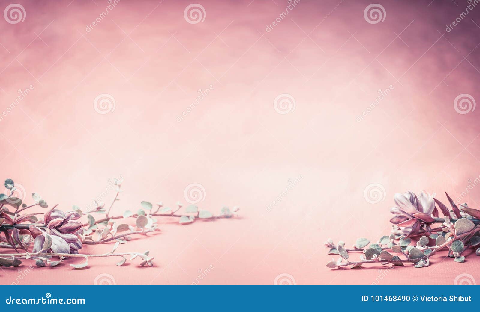 Pink Floral Background with Flowers and Leaves, Banner or Border for Wedding,spa  or Beauty Concept Stock Photo - Image of nature, leaves: 101468490