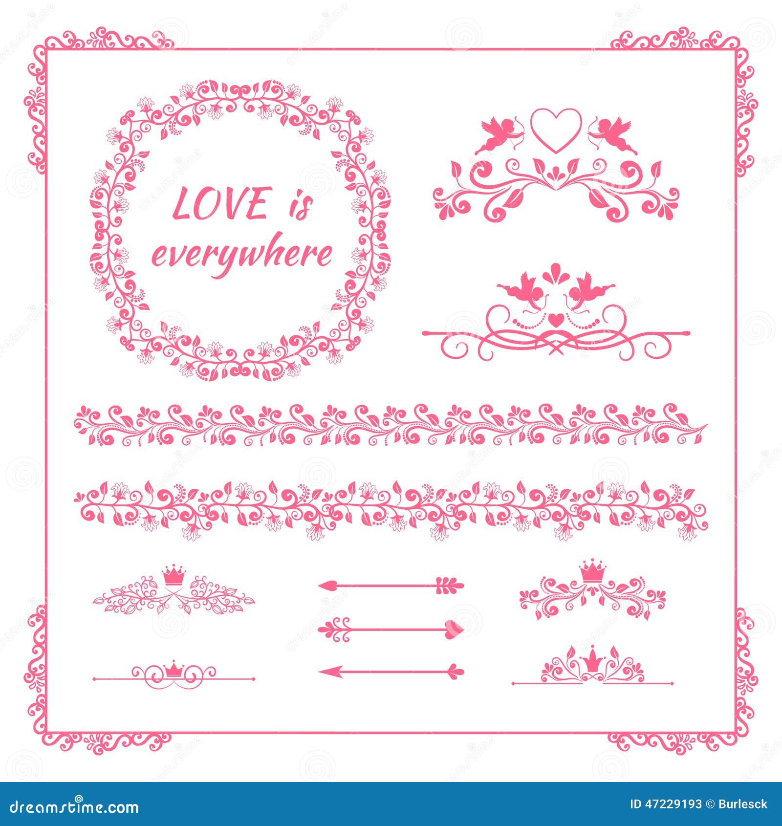 Pink Floral Element For Wedding Or Birthday Stock Vector Pink Floral Element For Wedding Or Birthday Stock Vector
