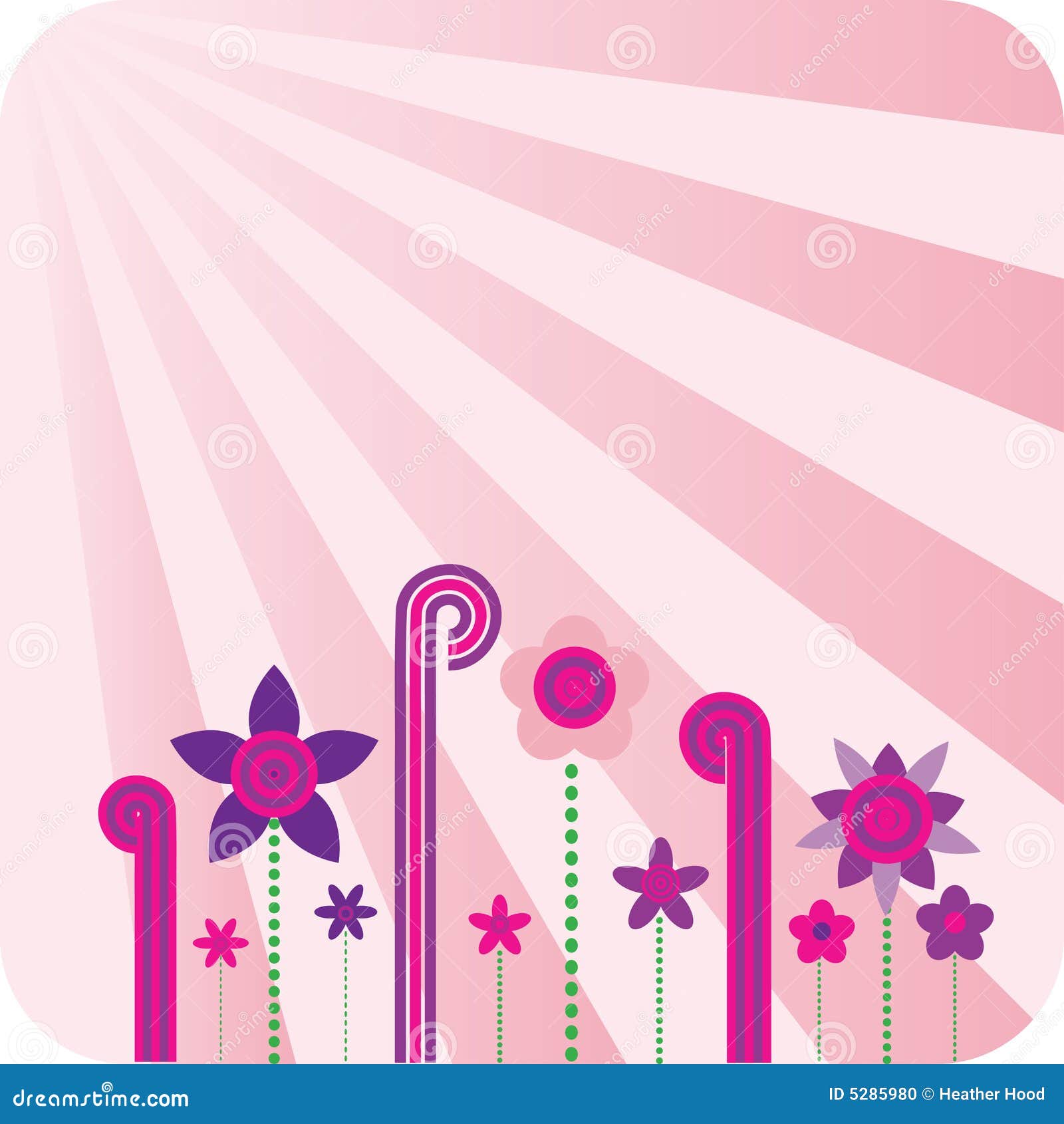 Pink Floral Retro Wallpaper Stock Vector Illustration of flowers