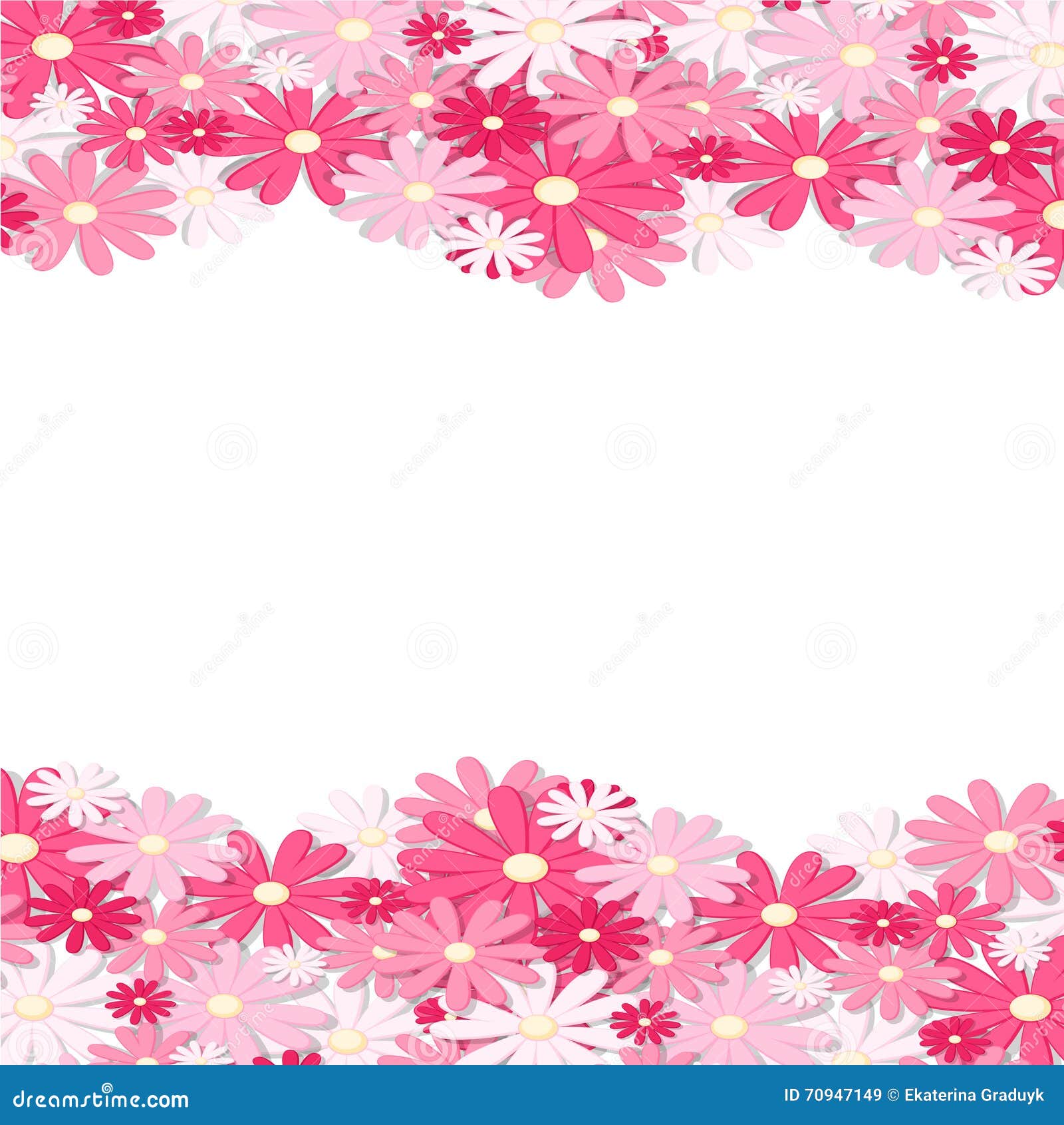 Pink Flower Border . Elegant Vintage Card Design. Floral Wallpaper,  Horizontally Seamless Pattern. Vector Illustration. Stock Vector -  Illustration of design, beautiful: 70947149
