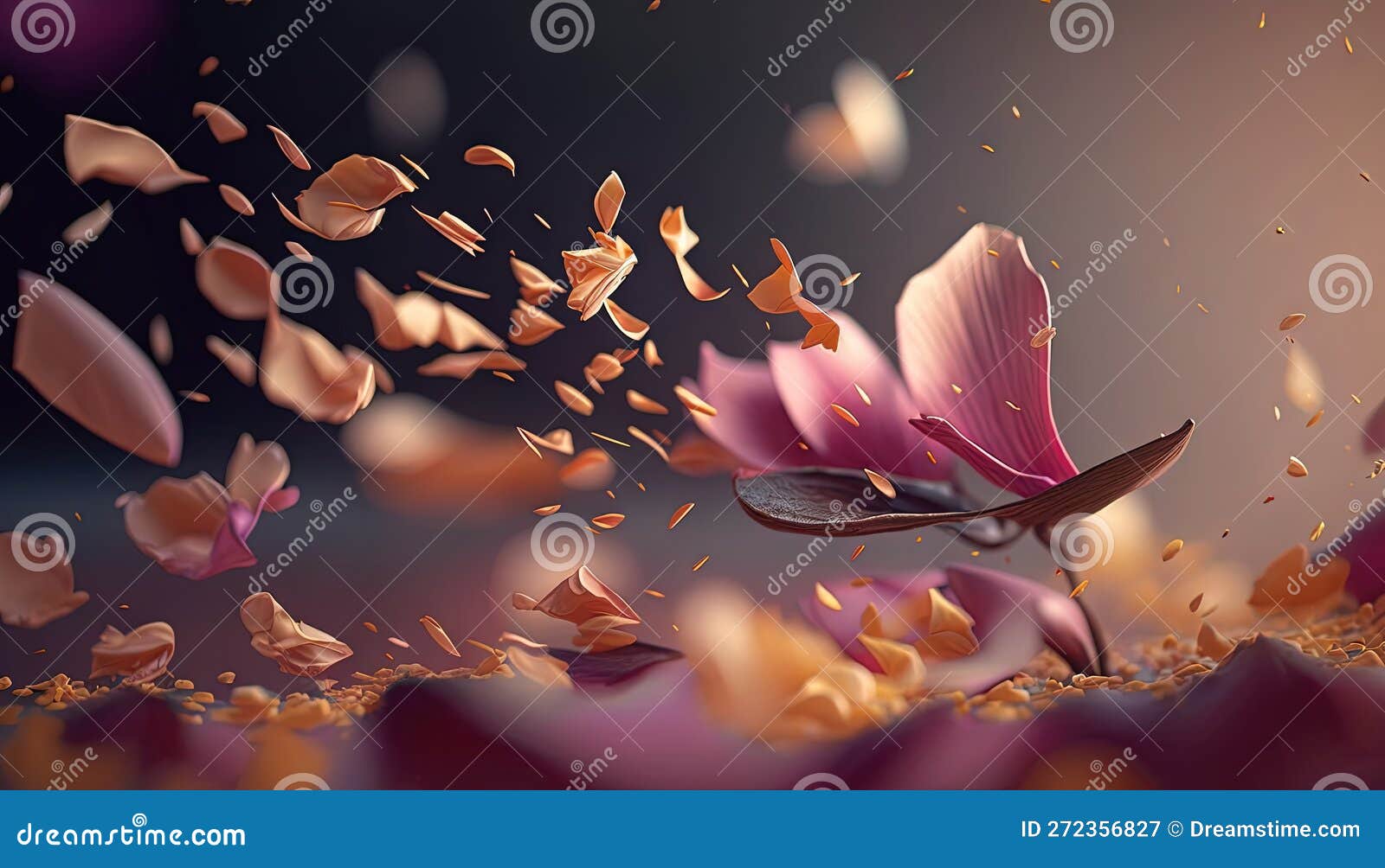A Pink Flower with Petals Falling from it S Petals Stock Illustration