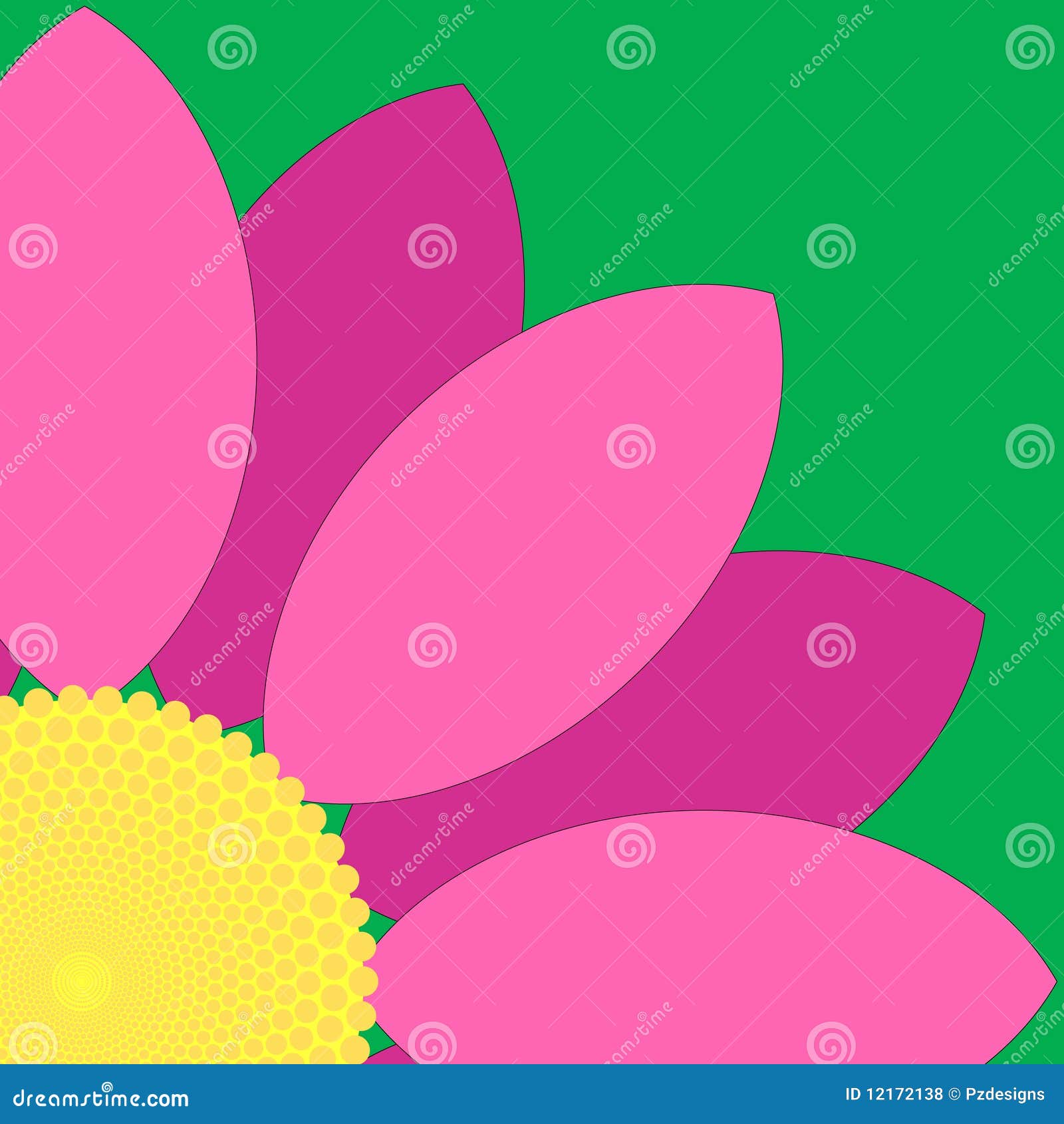 Pink Flower Quarter stock vector. Illustration of green 12172138