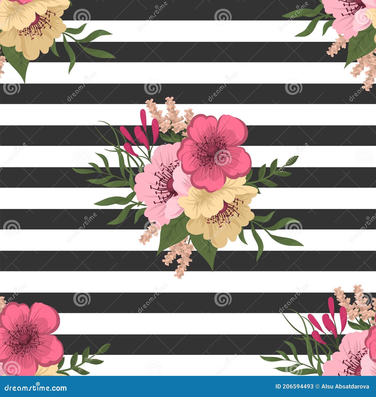 Pink Flower Seamless Background Stock Vector Illustration of design